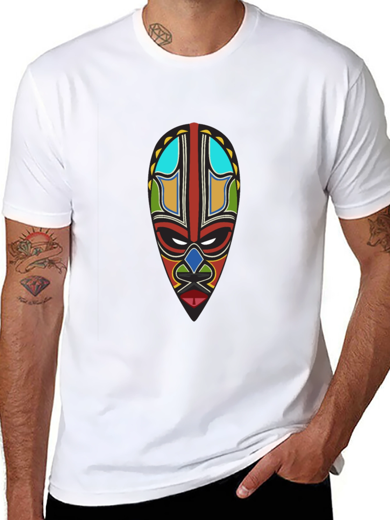 Tribal Mask Graphic Black T-Shirt