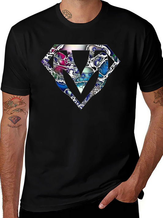 Abstract Diamond Graphic Black T-Shirt