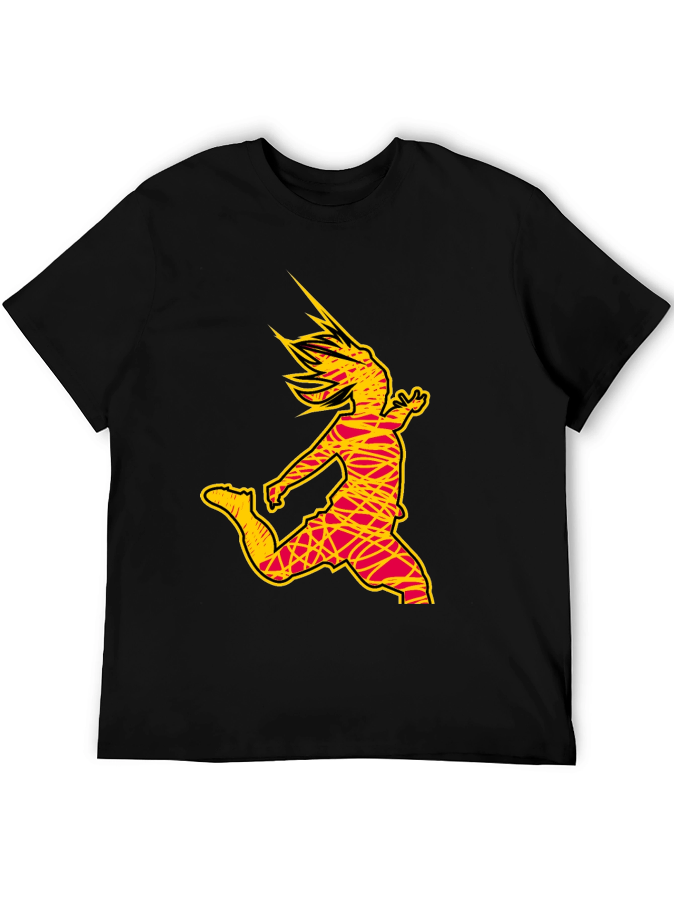 Abstract Soccer Kick Graphic Tee - Black