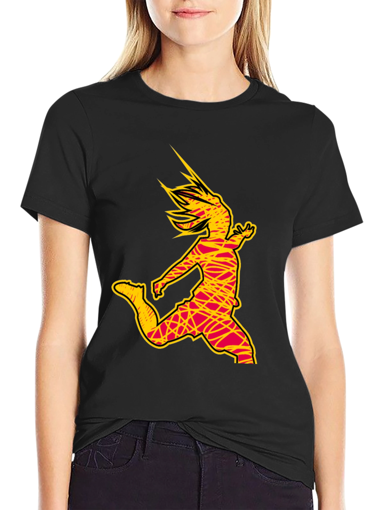 Abstract Soccer Kick Graphic Tee - Black