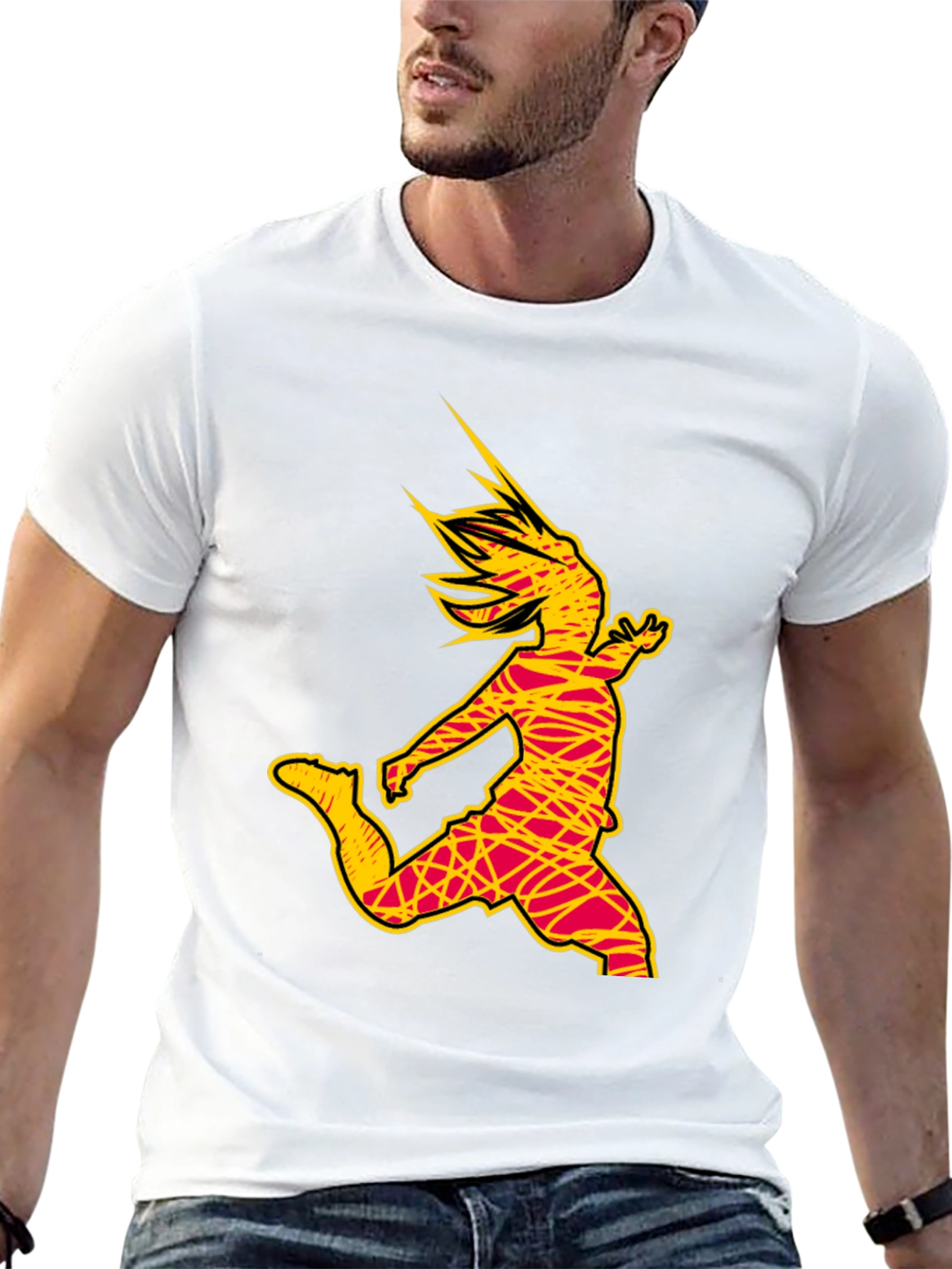 Abstract Soccer Kick Graphic Tee - Black