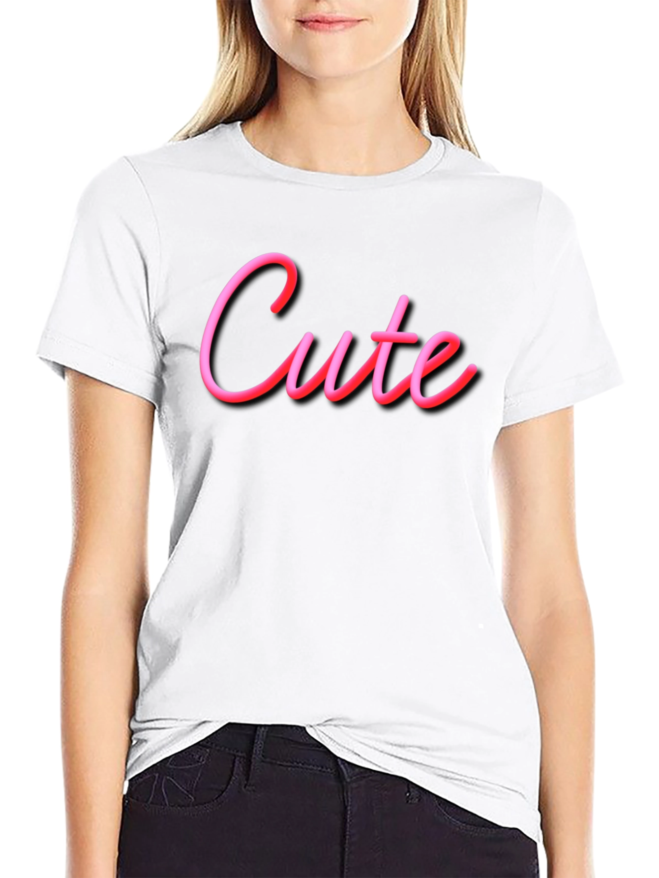 Cute Graphic Tee - Soft Black Cotton T-Shirt