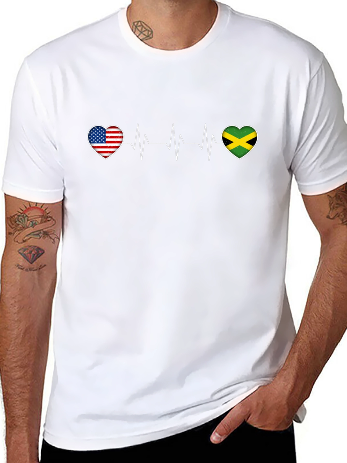 USA Jamaica Heartbeat Graphic T-Shirt
