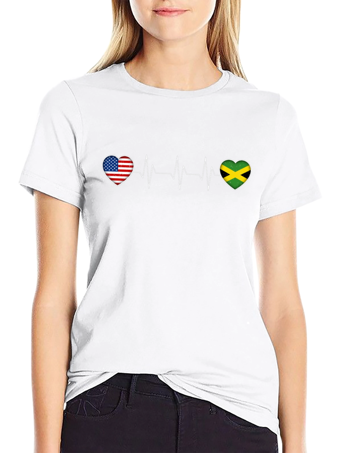 USA Jamaica Heartbeat Graphic T-Shirt