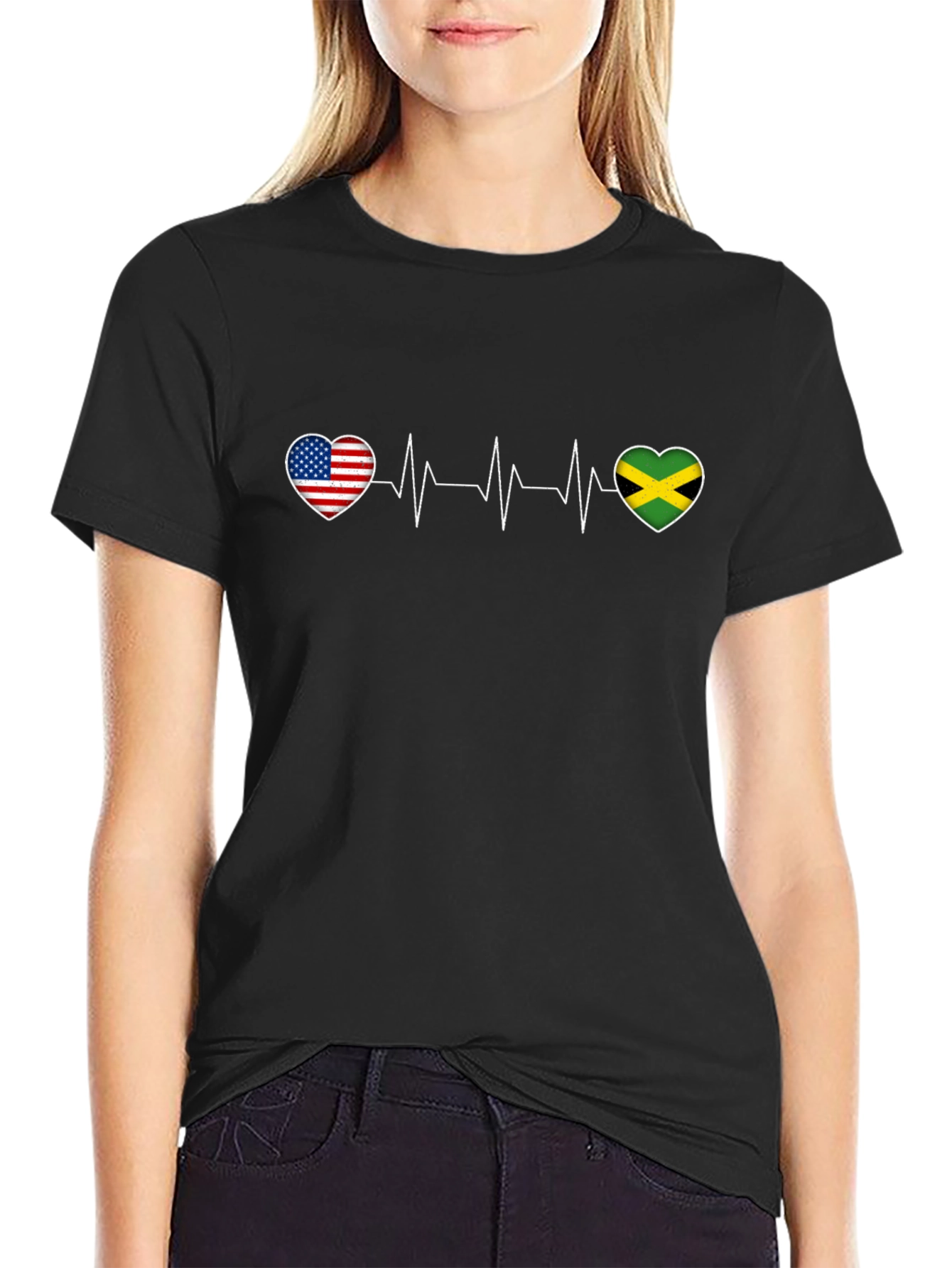 USA Jamaica Heartbeat Graphic T-Shirt