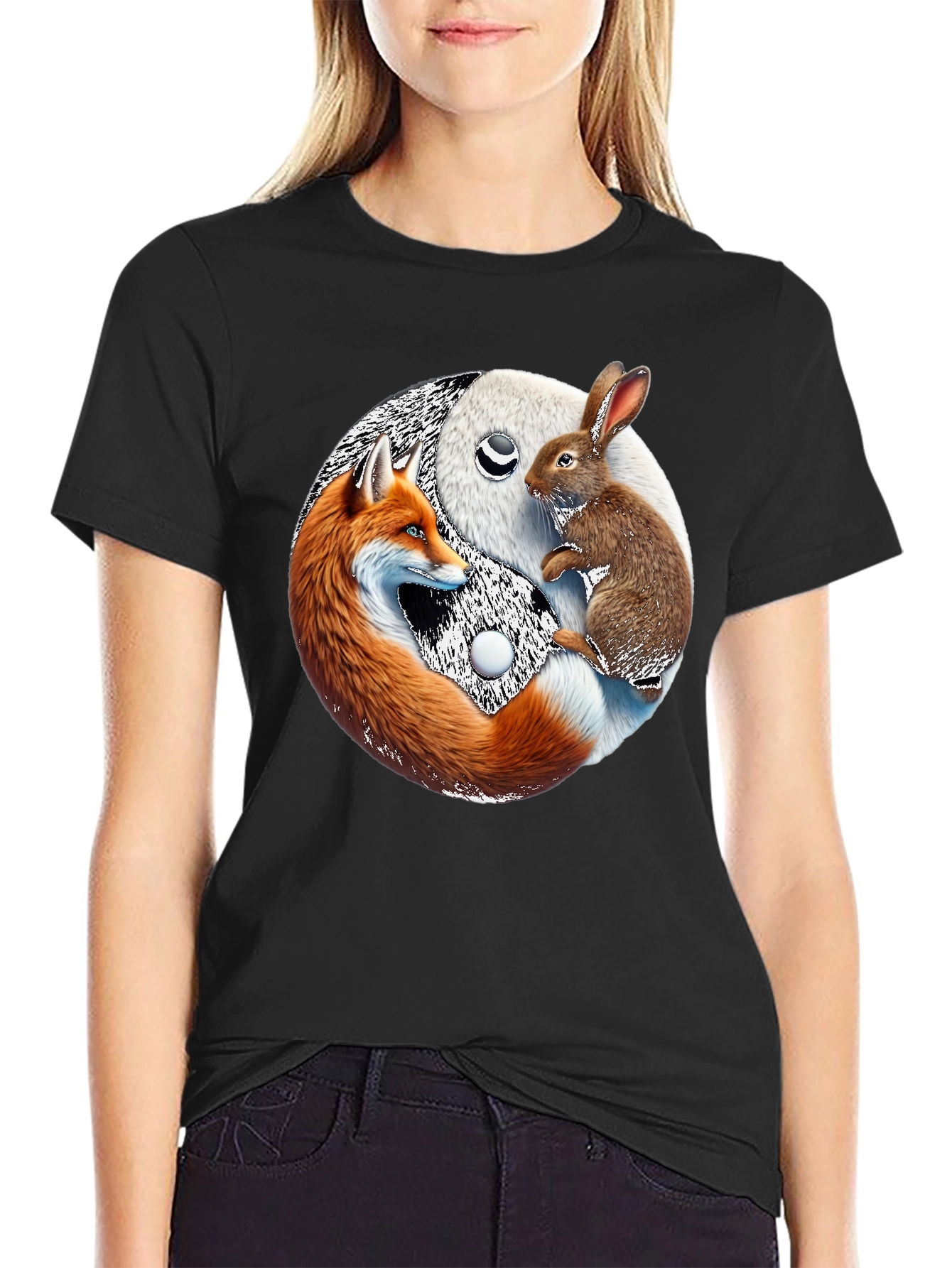 Yin Yang Fox & Rabbit Graphic Tee