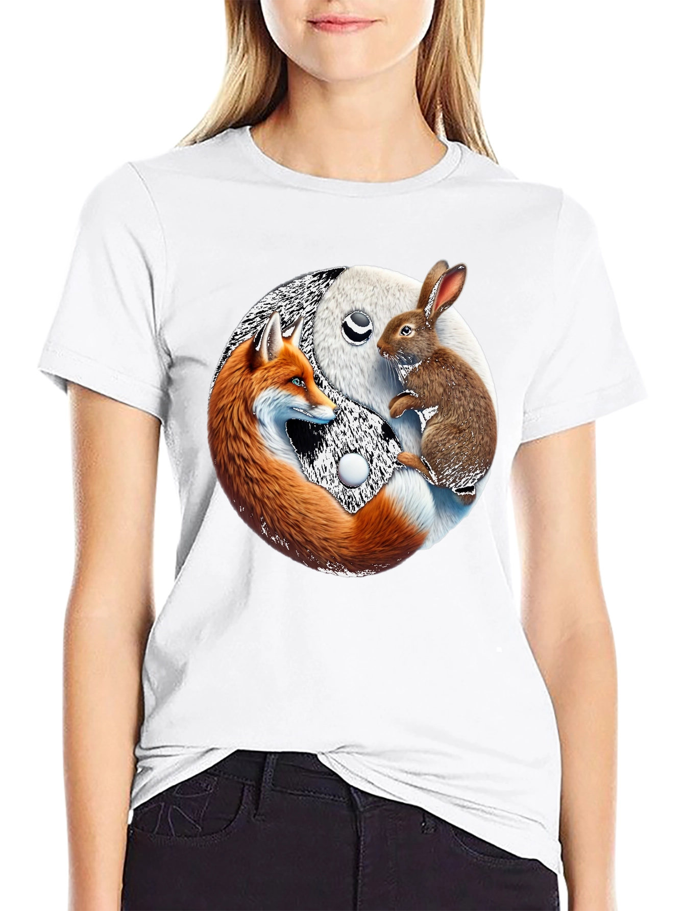 Yin Yang Fox & Rabbit Graphic Tee