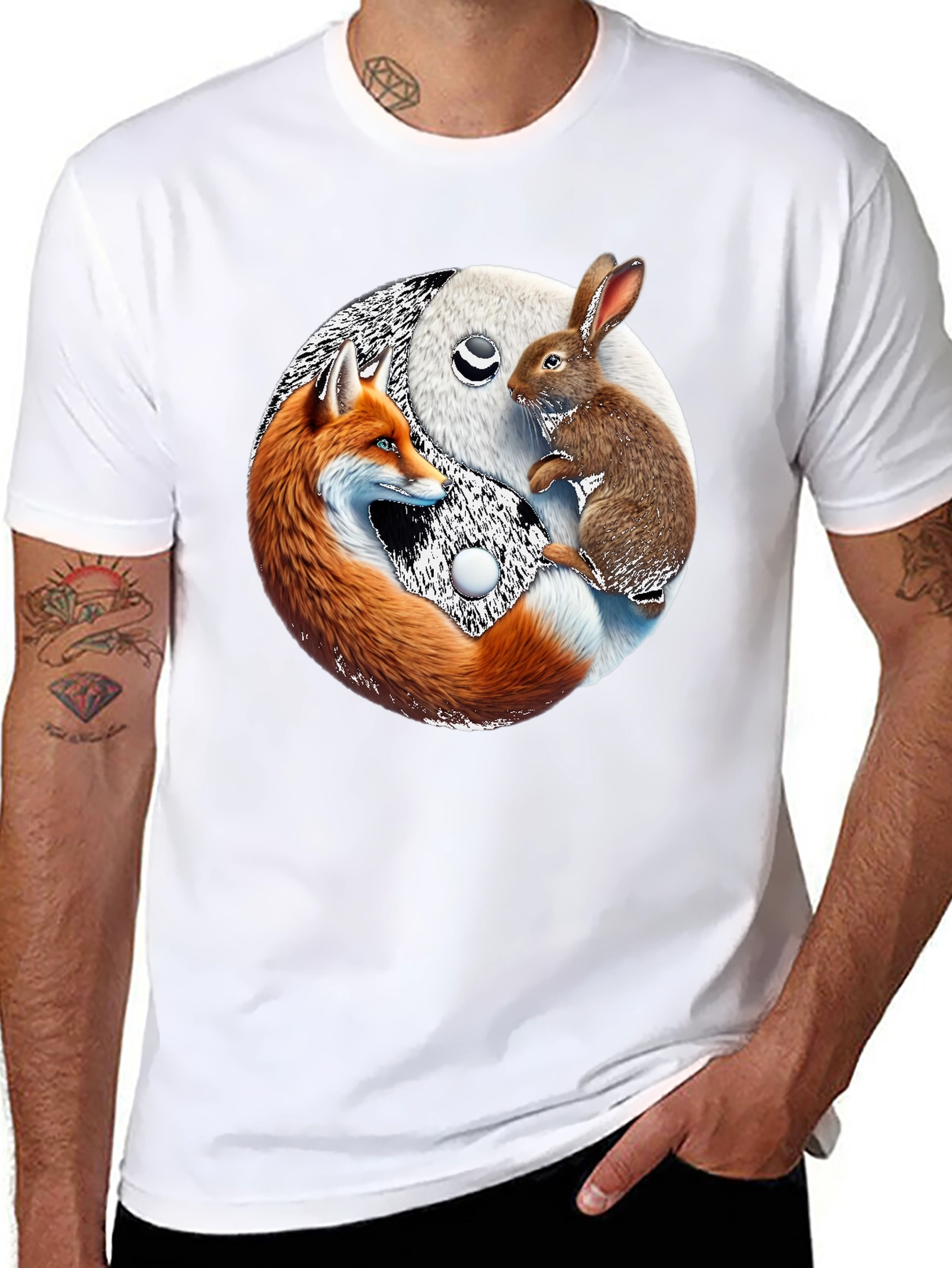 Yin Yang Fox & Rabbit Graphic Tee