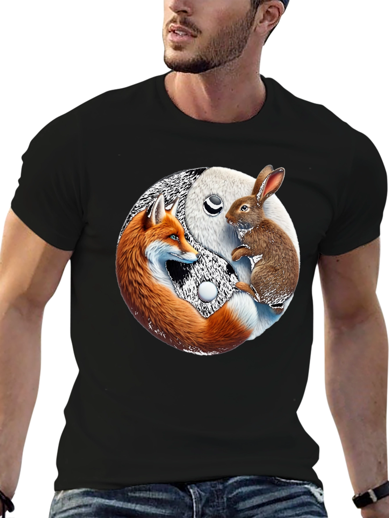 Yin Yang Fox & Rabbit Graphic Tee