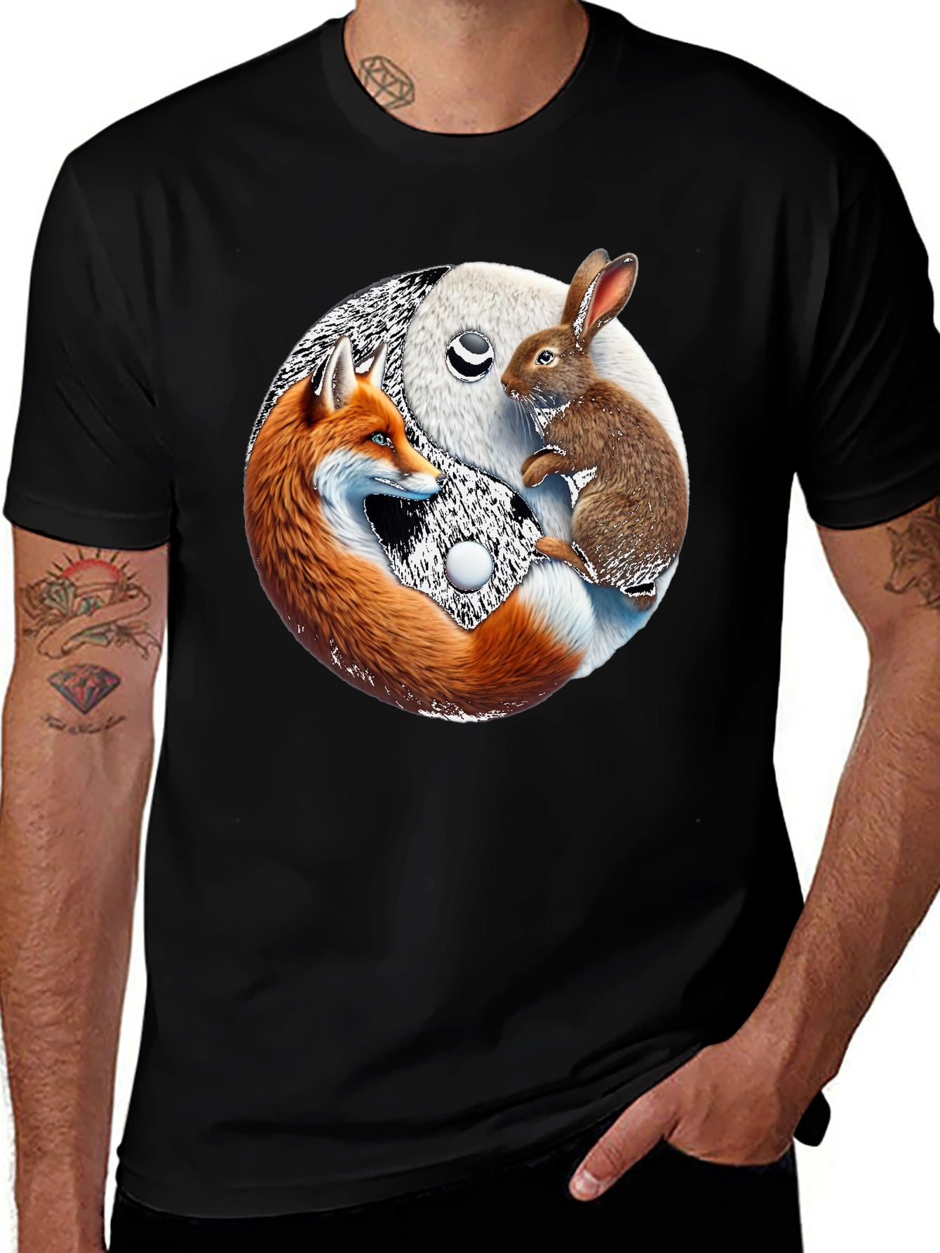 Yin Yang Fox & Rabbit Graphic Tee