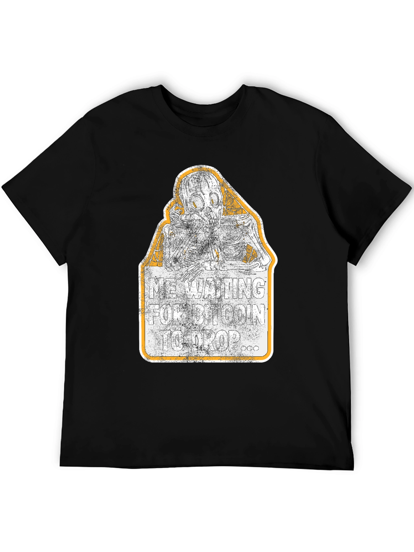 Bitcoin Crypto Investor Waiting Skeleton Graphic T-Shirt
