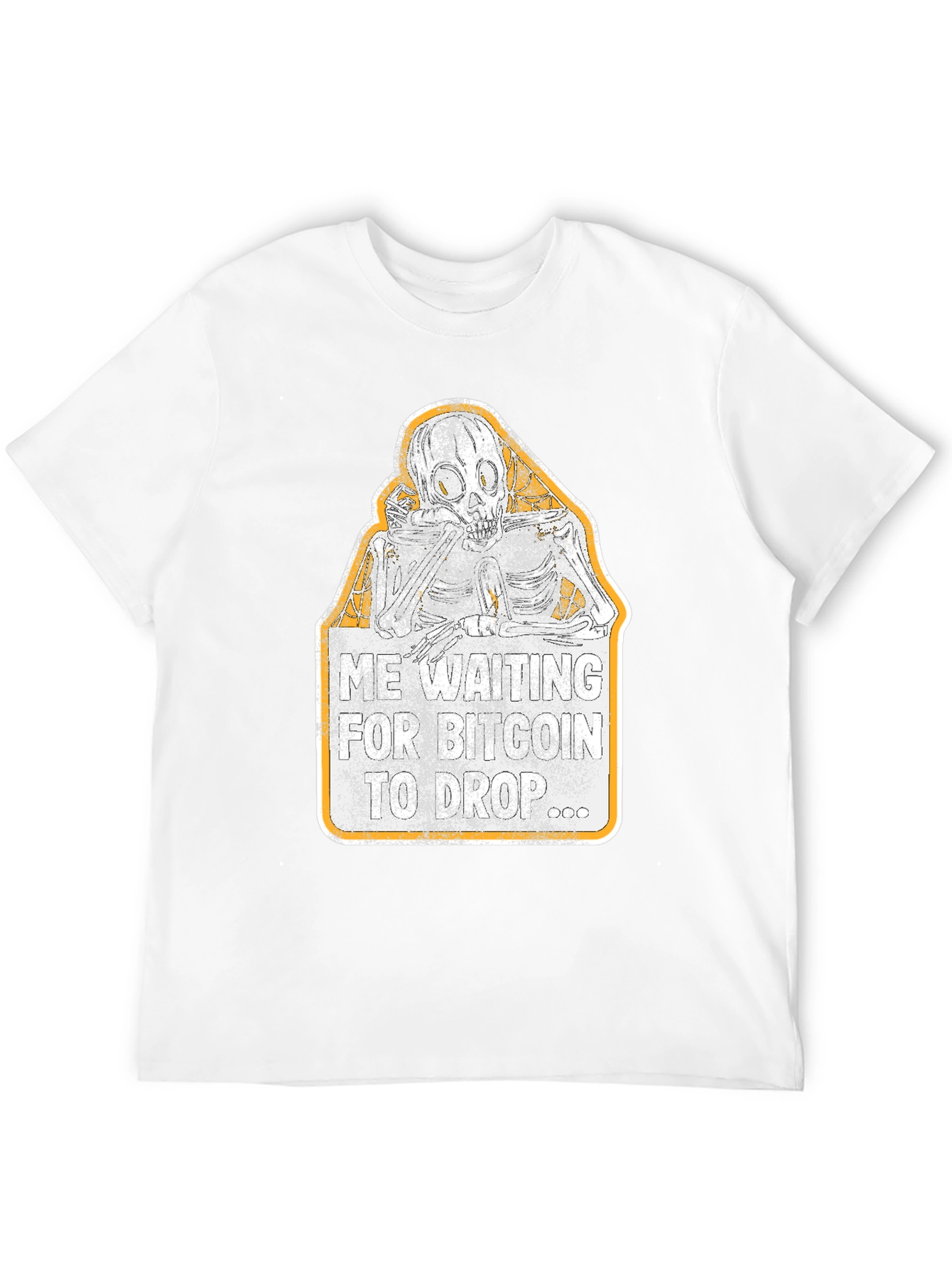 Bitcoin Crypto Investor Waiting Skeleton Graphic T-Shirt