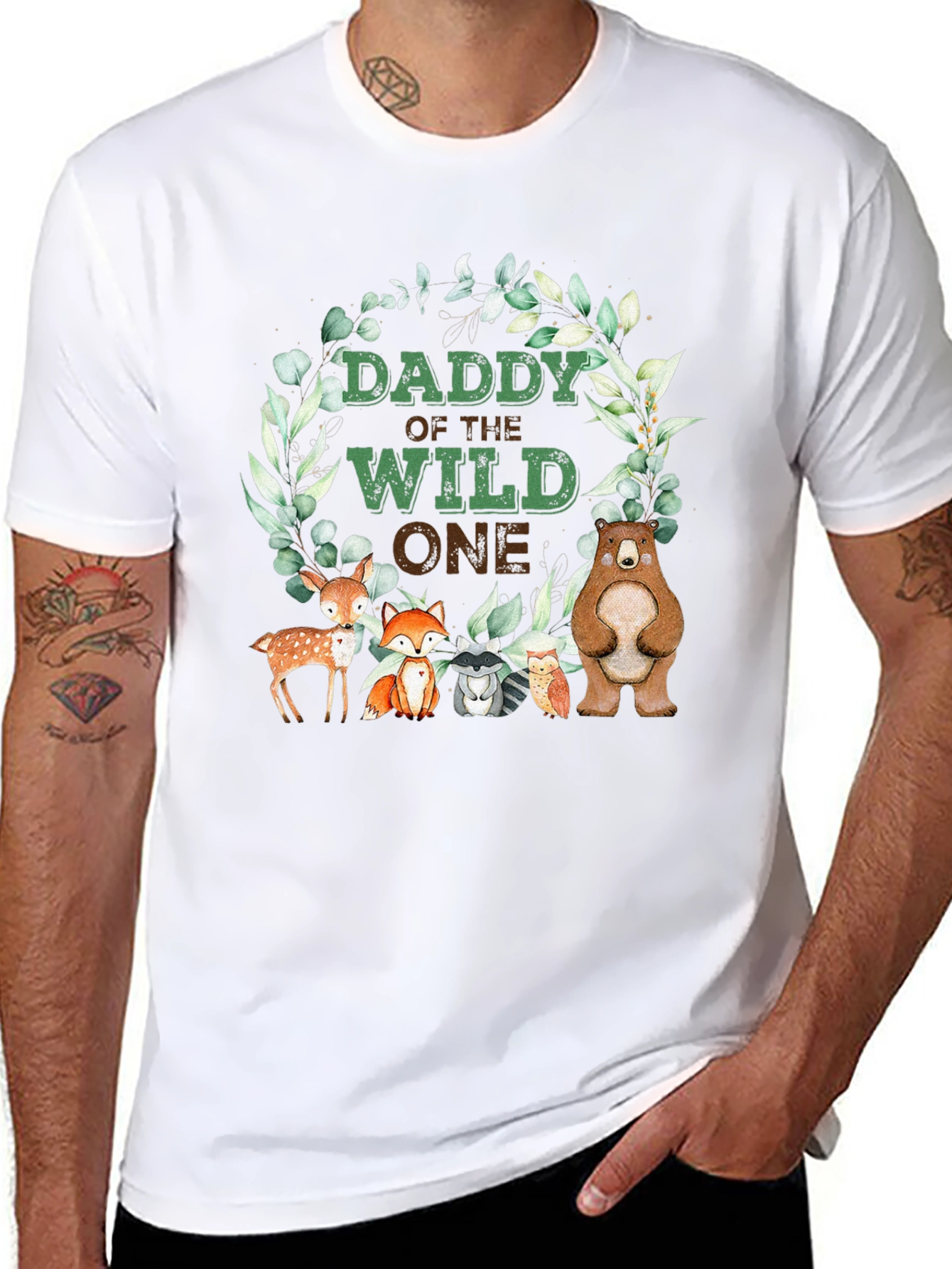 Daddy of the Wild One Woodland Animals T-Shirt