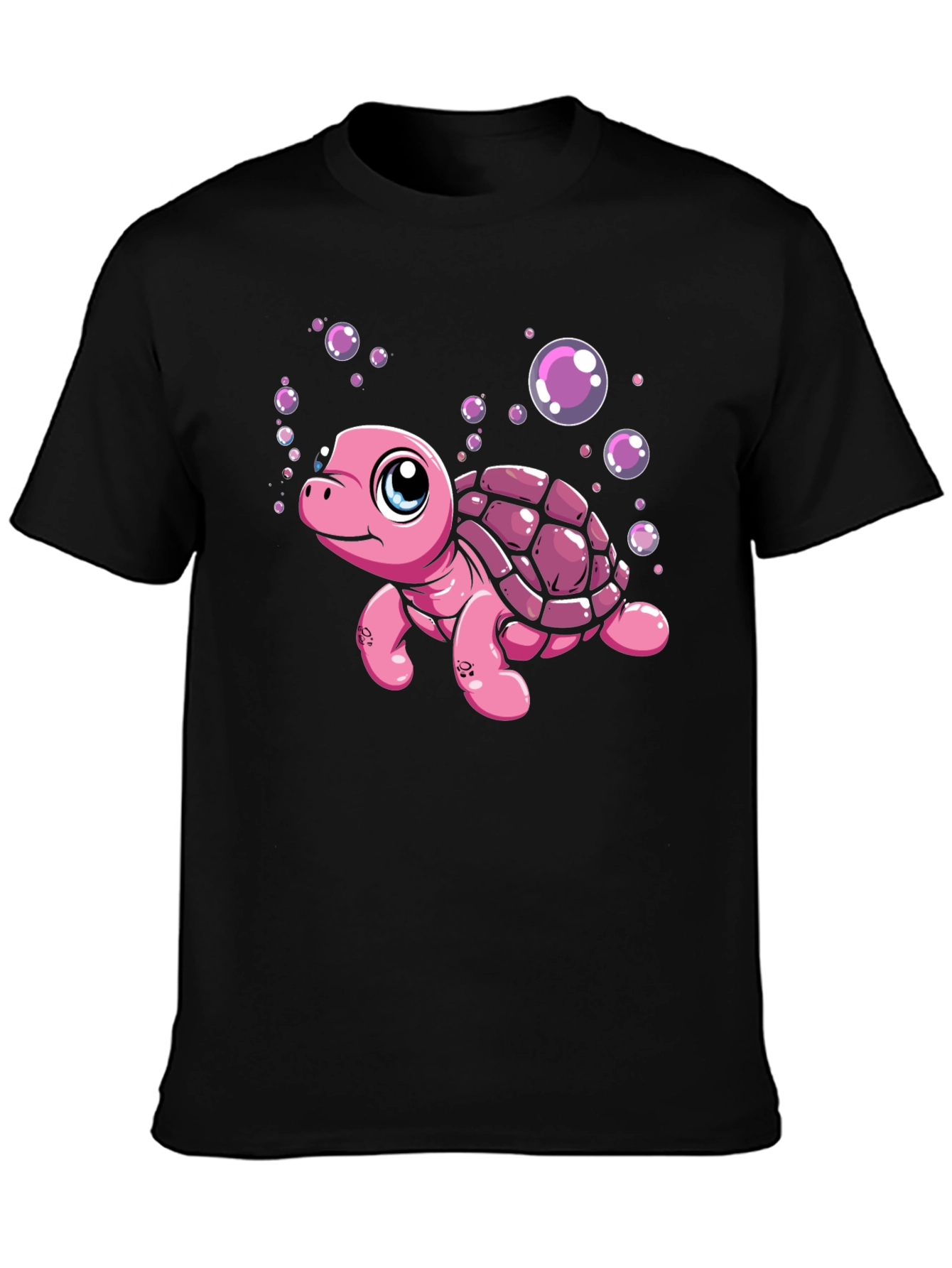 Cute Pink Turtle Graphic T-Shirt