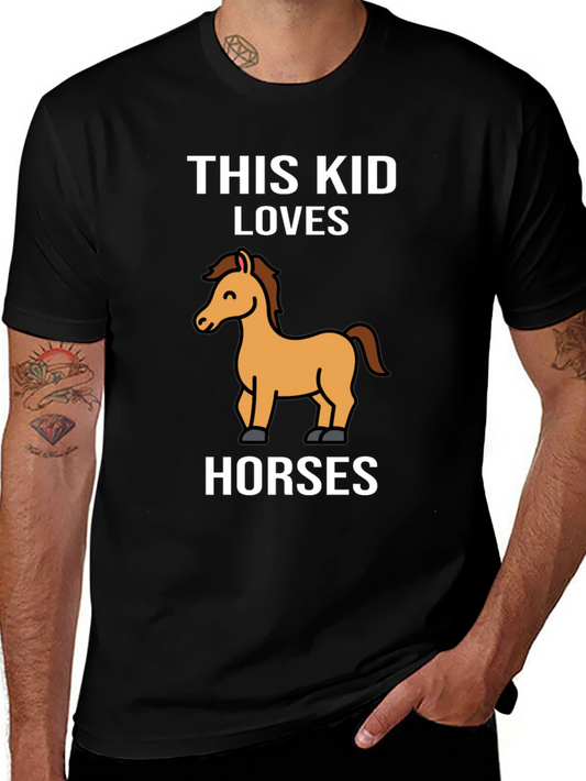 This Kid Loves Horses T-Shirt - Black Cotton Tee