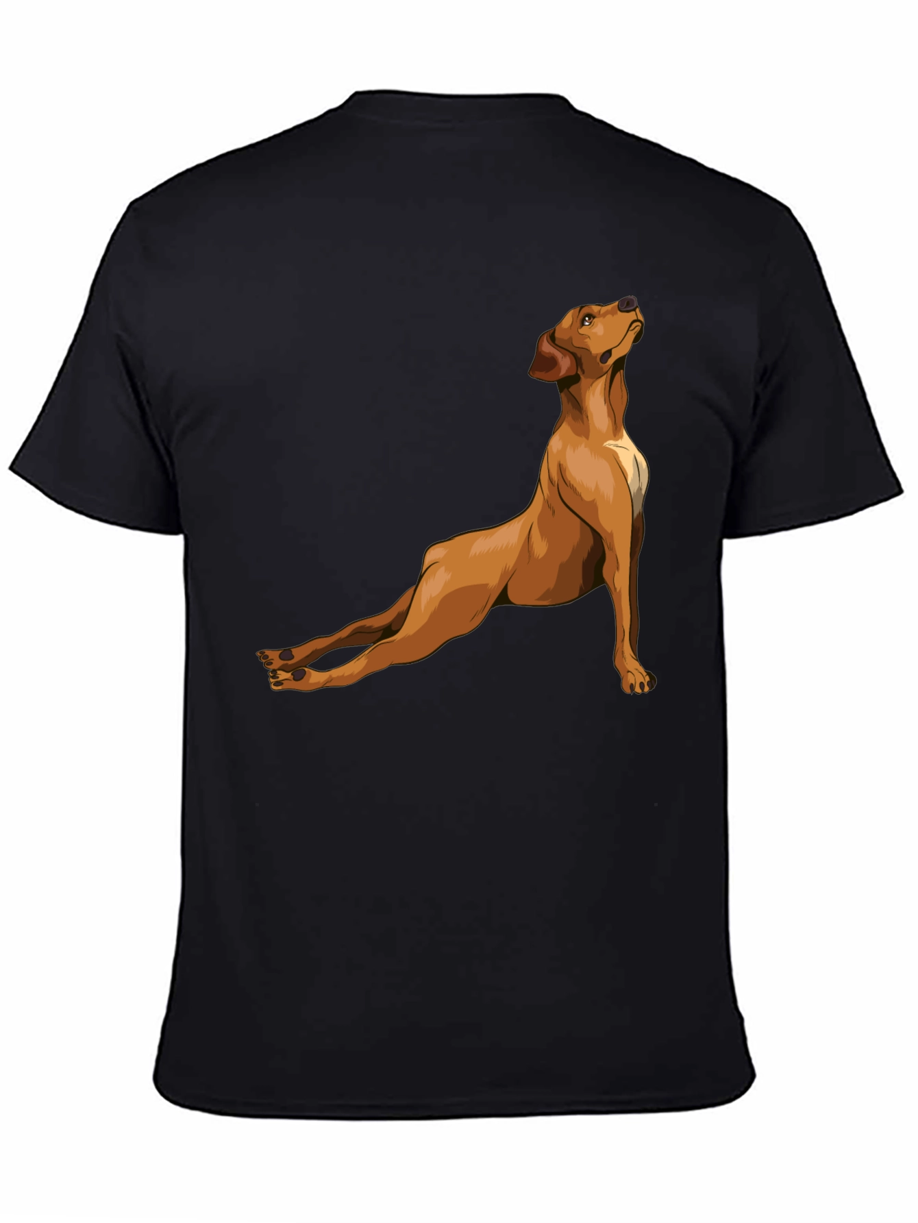 Dog Yoga Pose Graphic Tee - Black Cotton T-Shirt