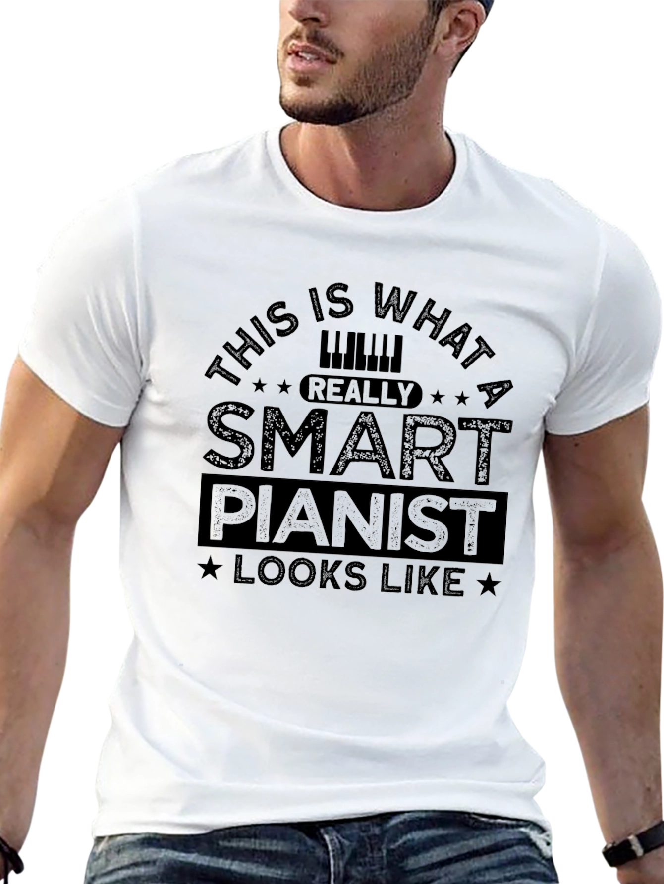 Smart Pianist Black T-Shirt - Music Lover Apparel