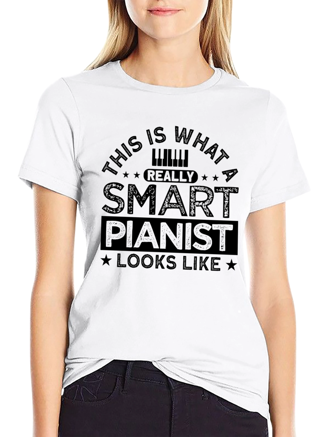Smart Pianist Black T-Shirt - Music Lover Apparel