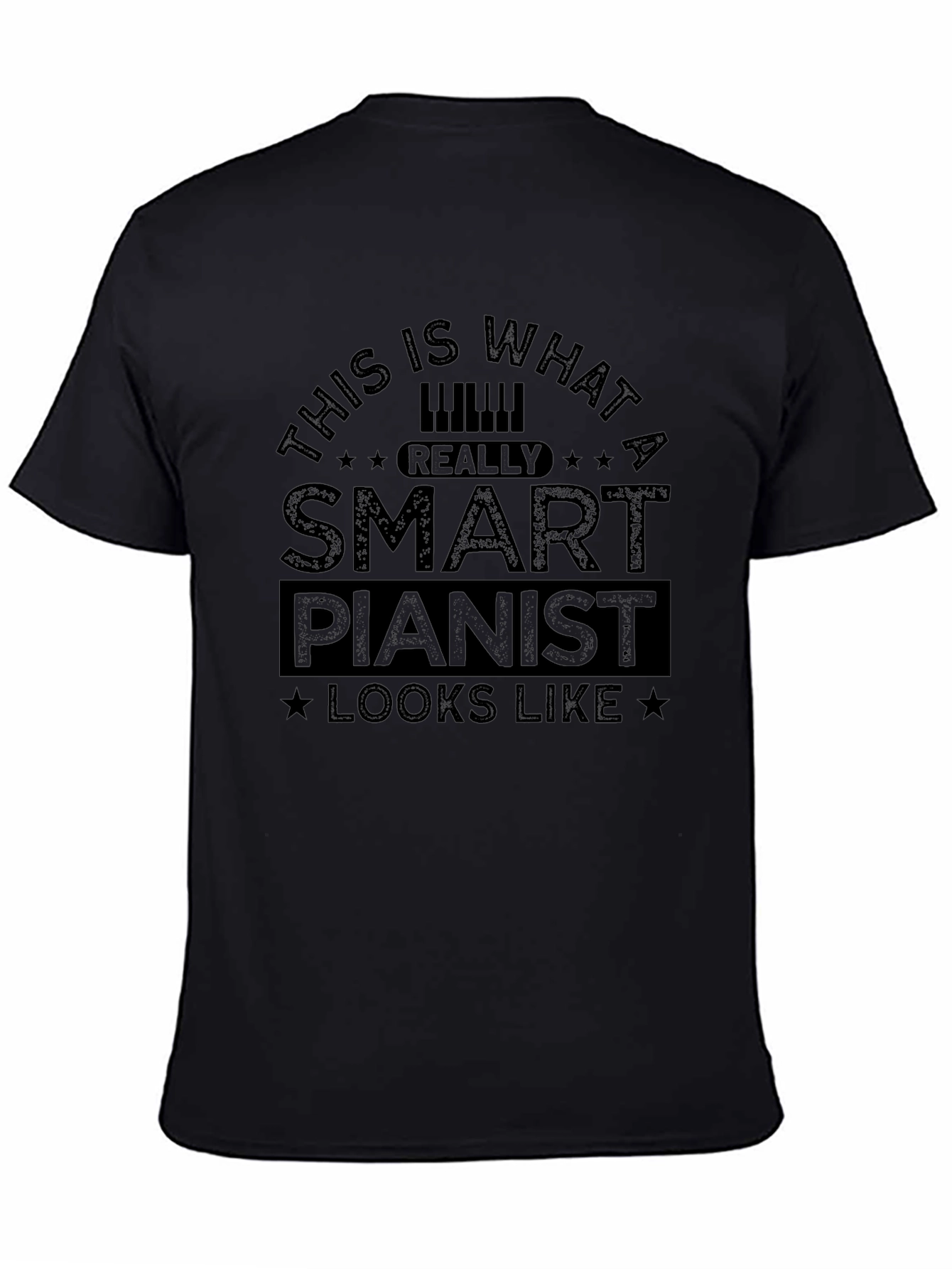 Smart Pianist Black T-Shirt - Music Lover Apparel