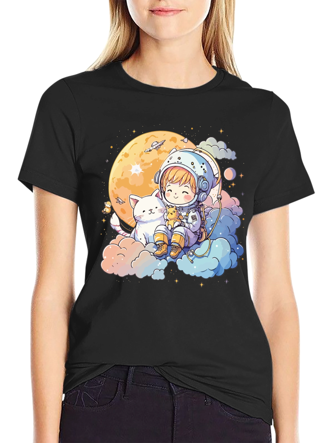 Astronaut Cat T-Shirt - Cute Space Tee