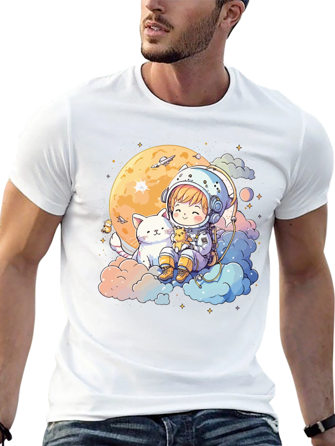 Astronaut Cat T-Shirt - Cute Space Tee