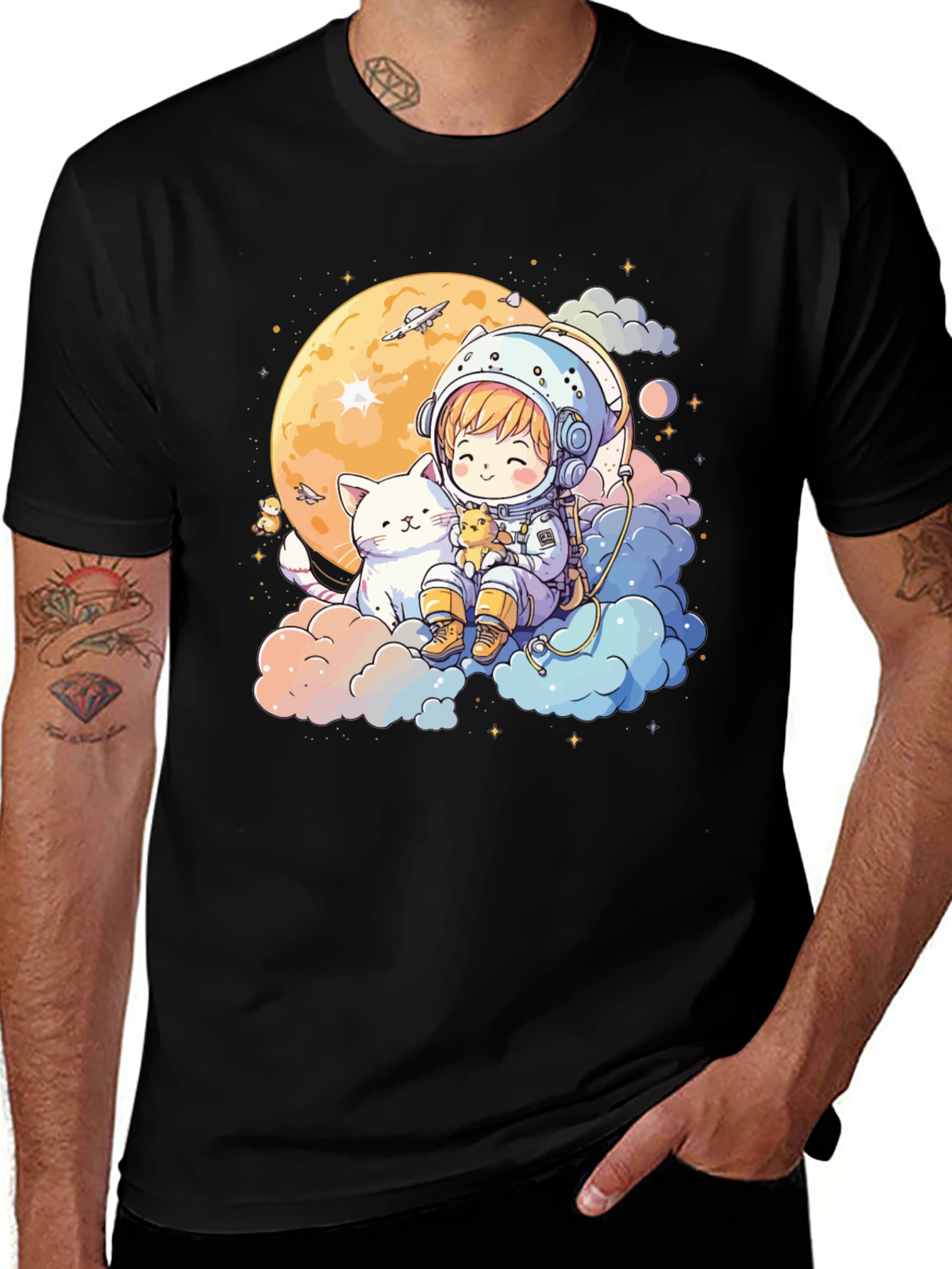 Astronaut Cat T-Shirt - Cute Space Tee