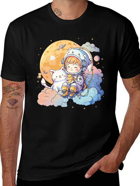 Astronaut Cat T-Shirt - Cute Space Tee