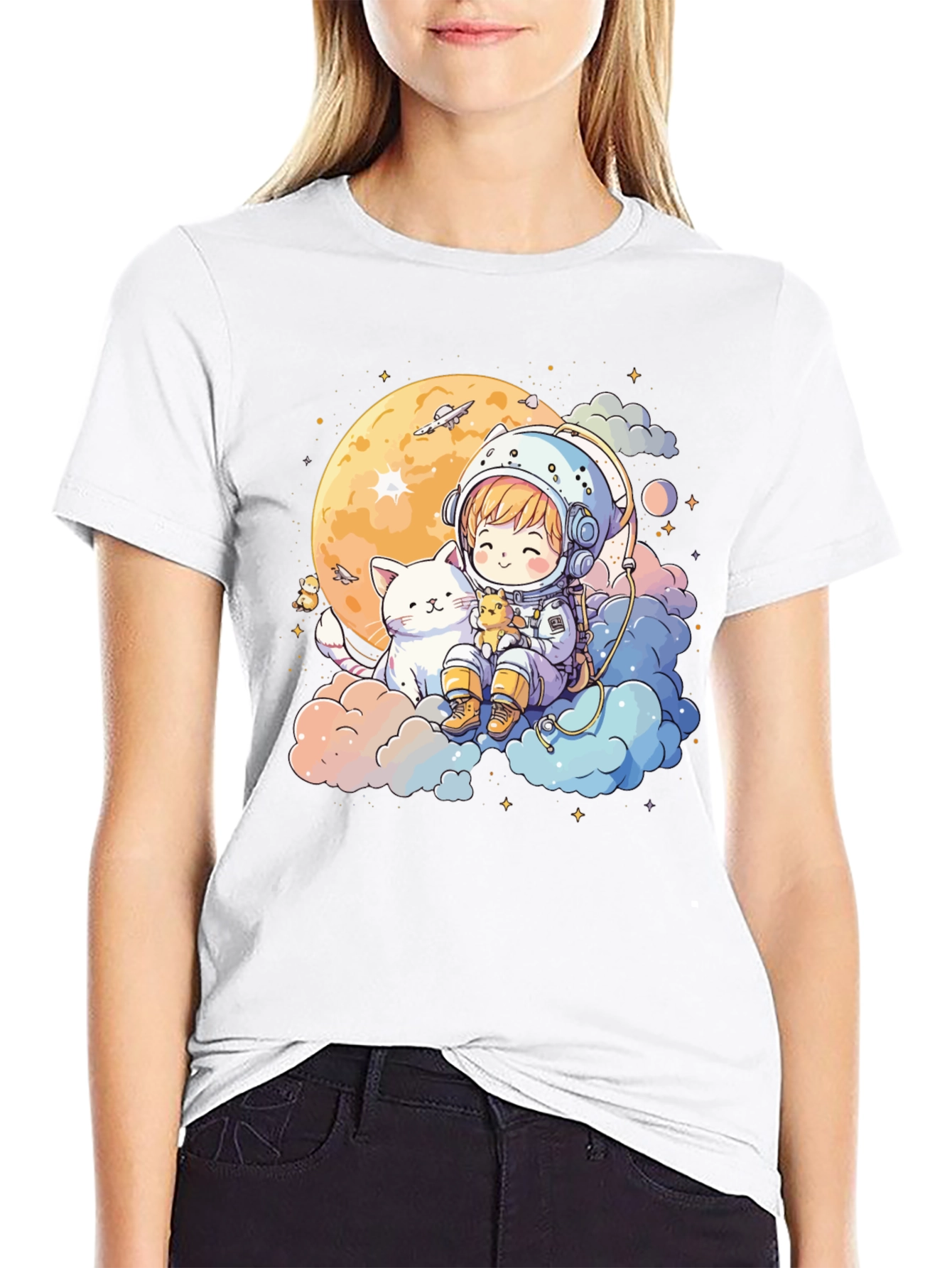 Astronaut Cat T-Shirt - Cute Space Tee