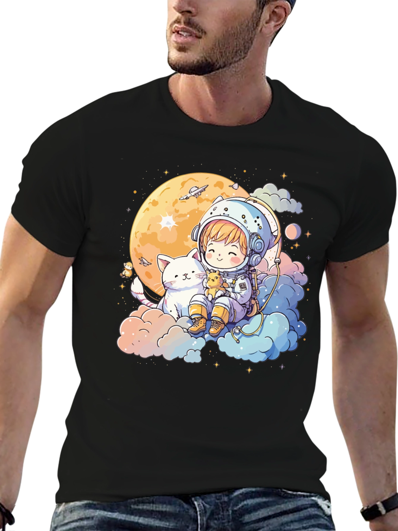 Astronaut Cat T-Shirt - Cute Space Tee
