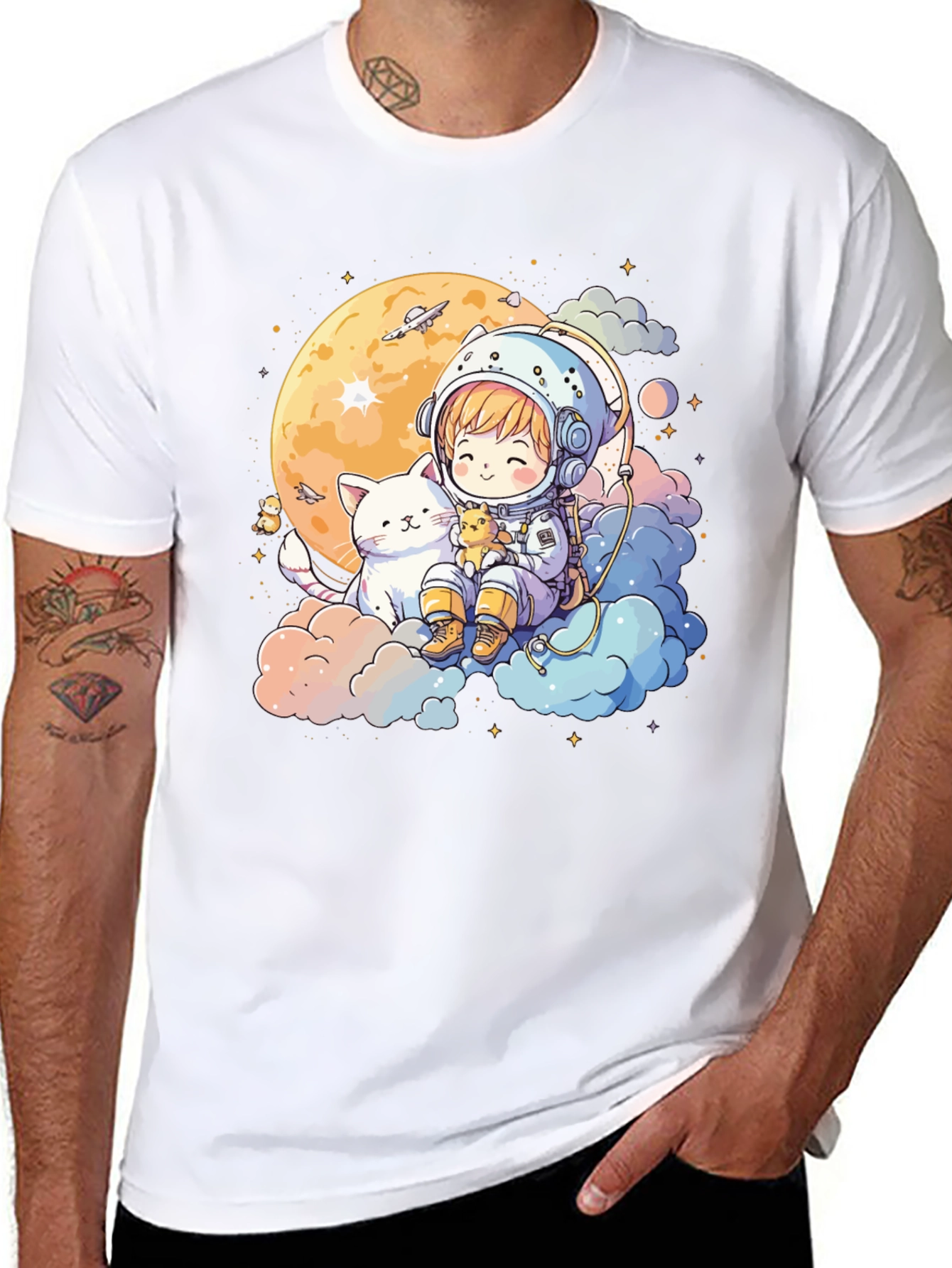 Astronaut Cat T-Shirt - Cute Space Tee