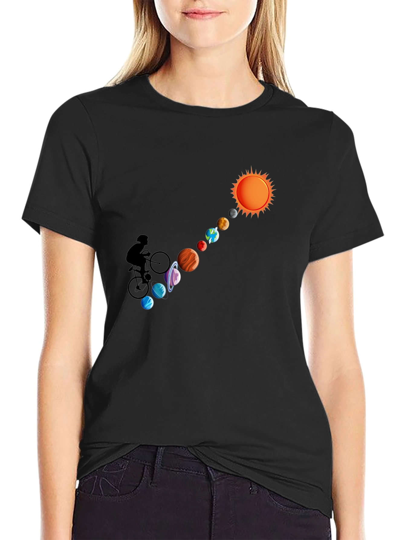 Solar System Biker T-Shirt - Black Cotton Tee