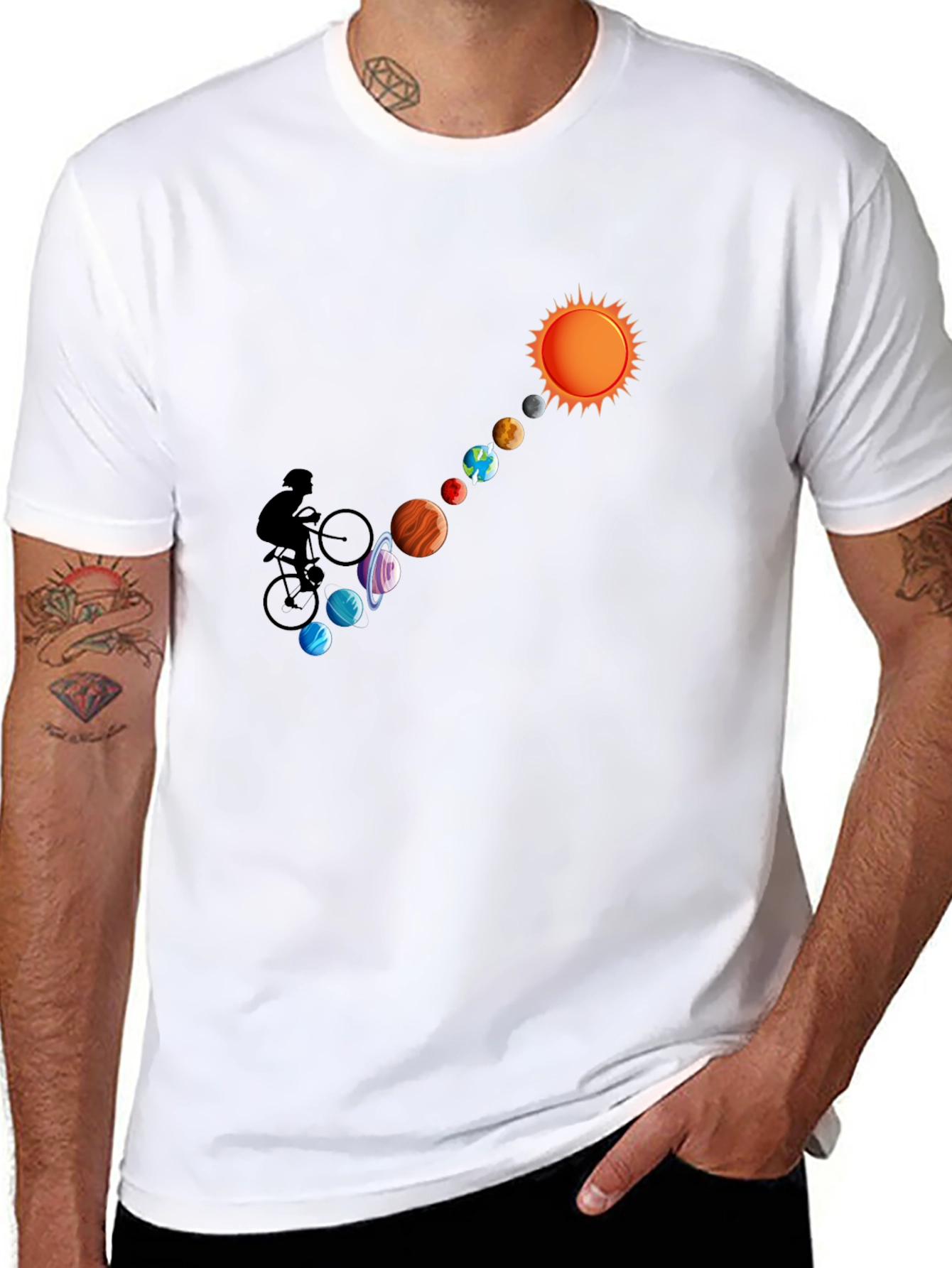 Solar System Biker T-Shirt - Black Cotton Tee