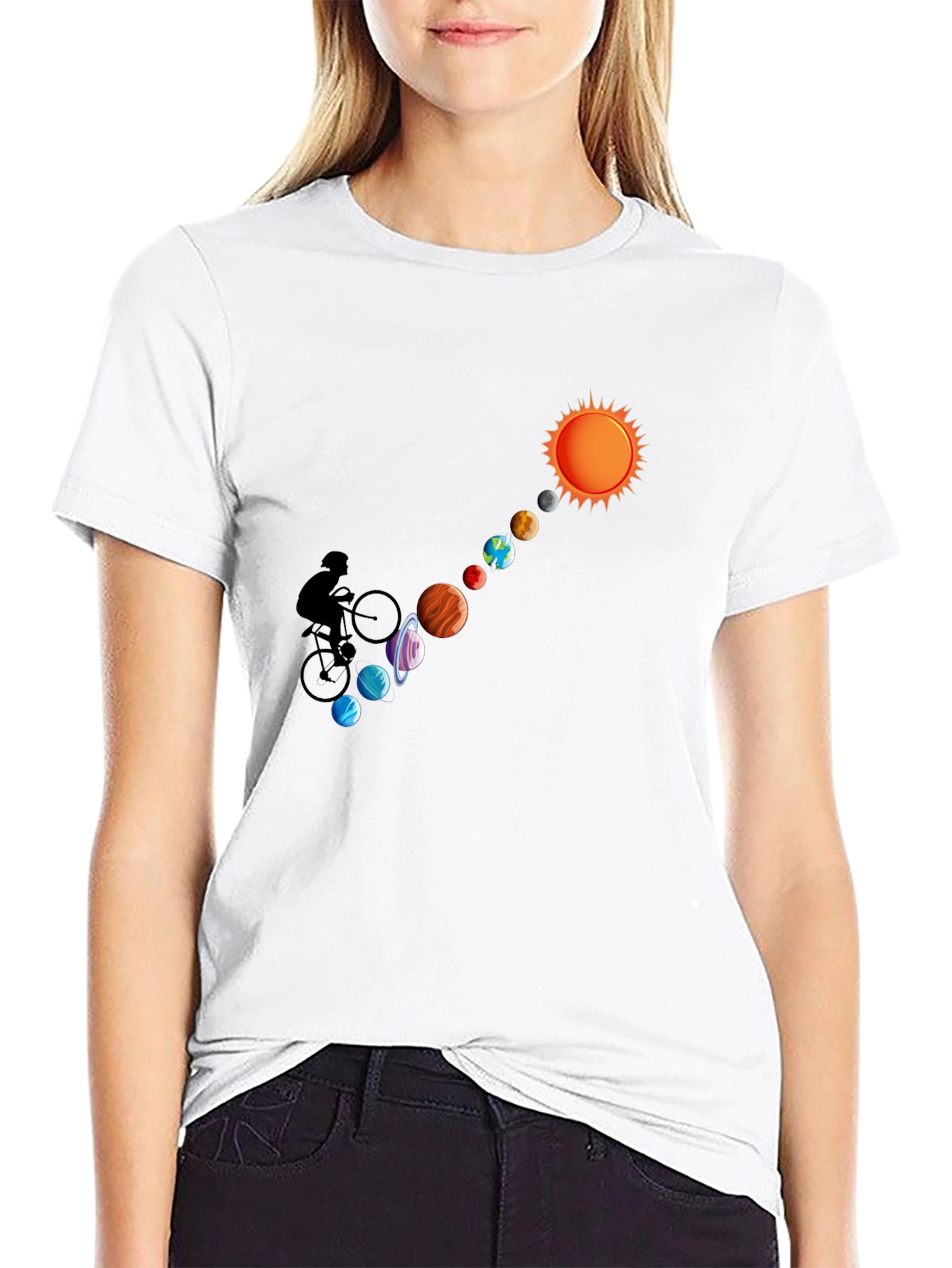 Solar System Biker T-Shirt - Black Cotton Tee