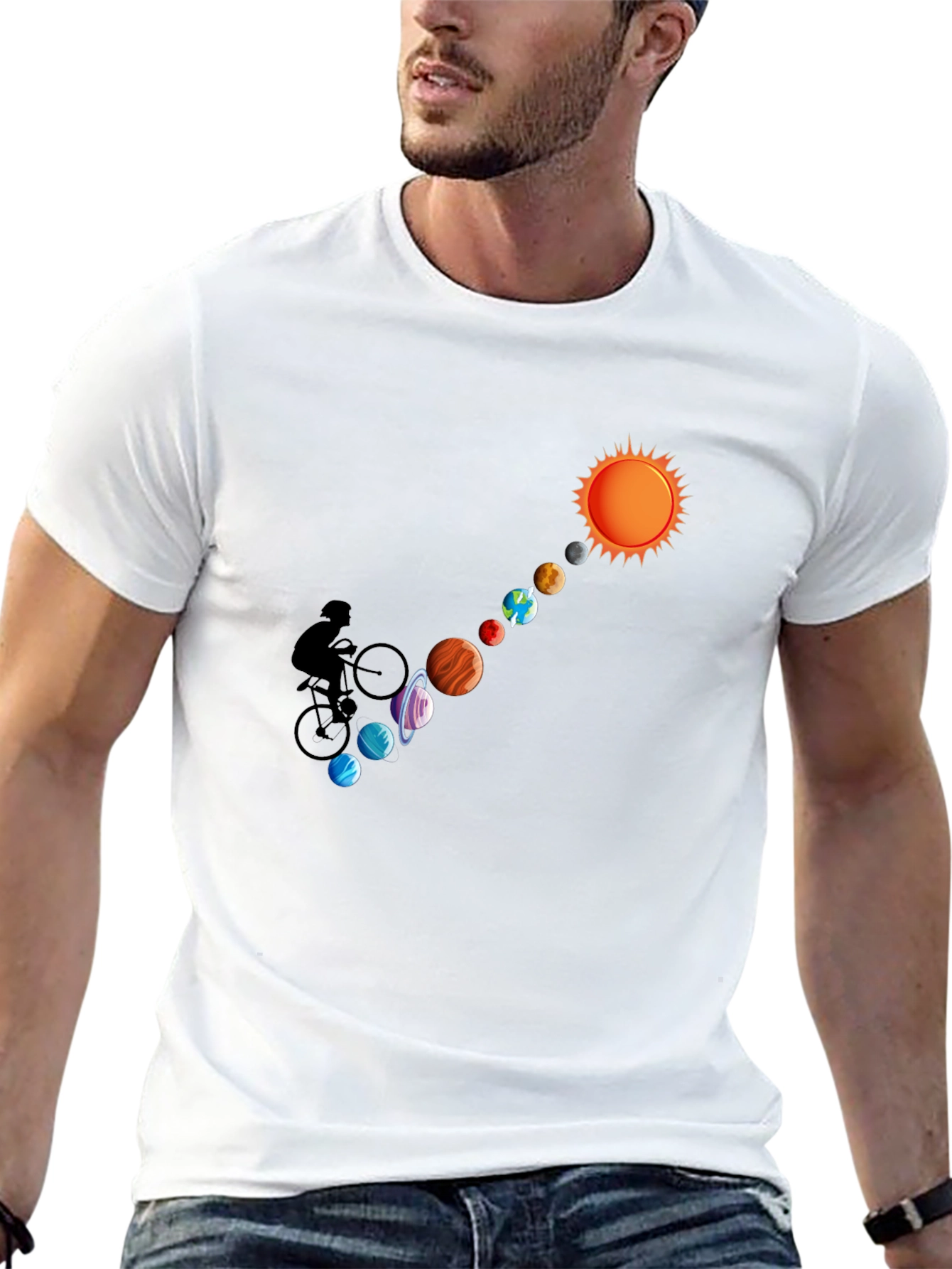 Solar System Biker T-Shirt - Black Cotton Tee
