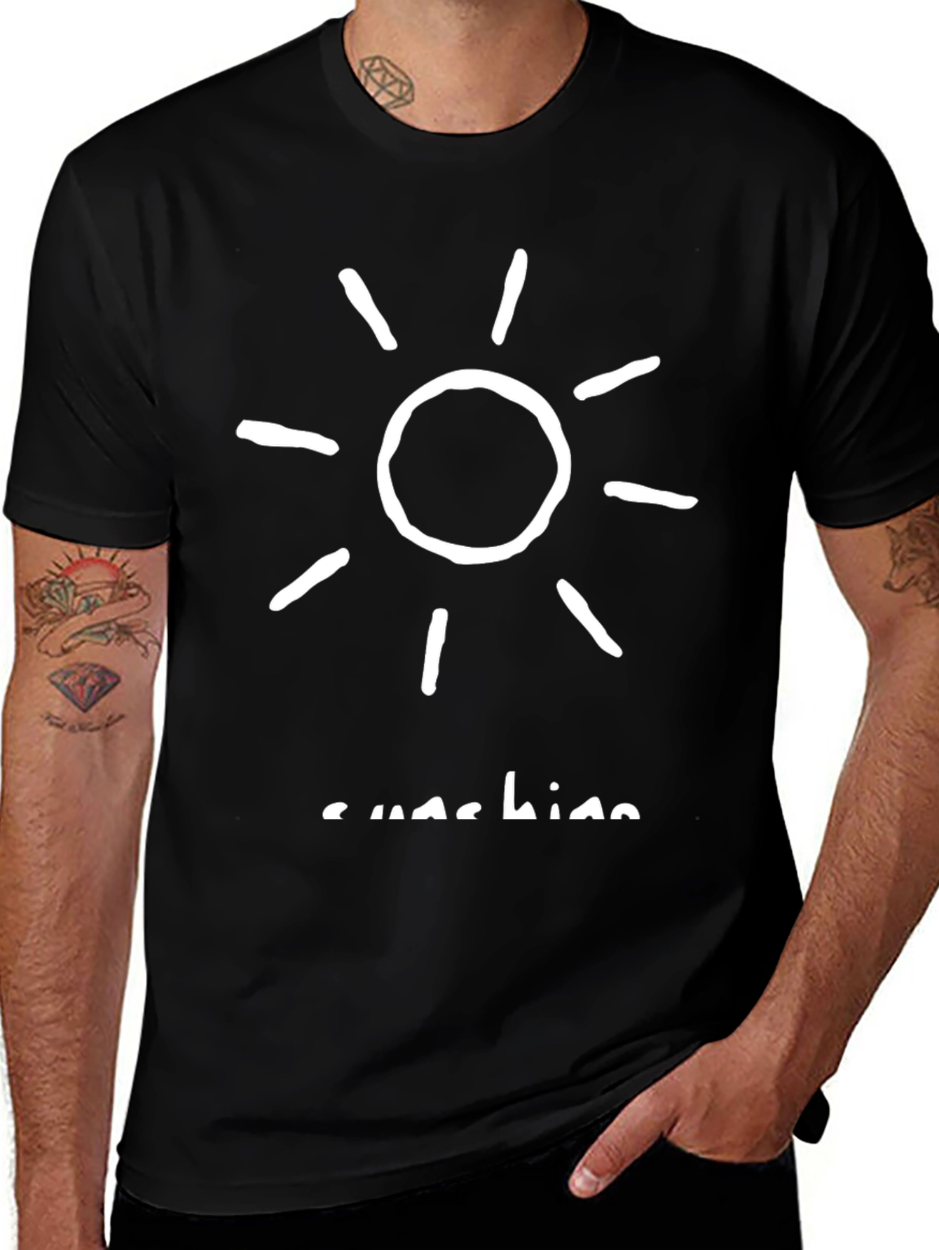 Sunshine Graphic Tee - Black Cotton T-Shirt