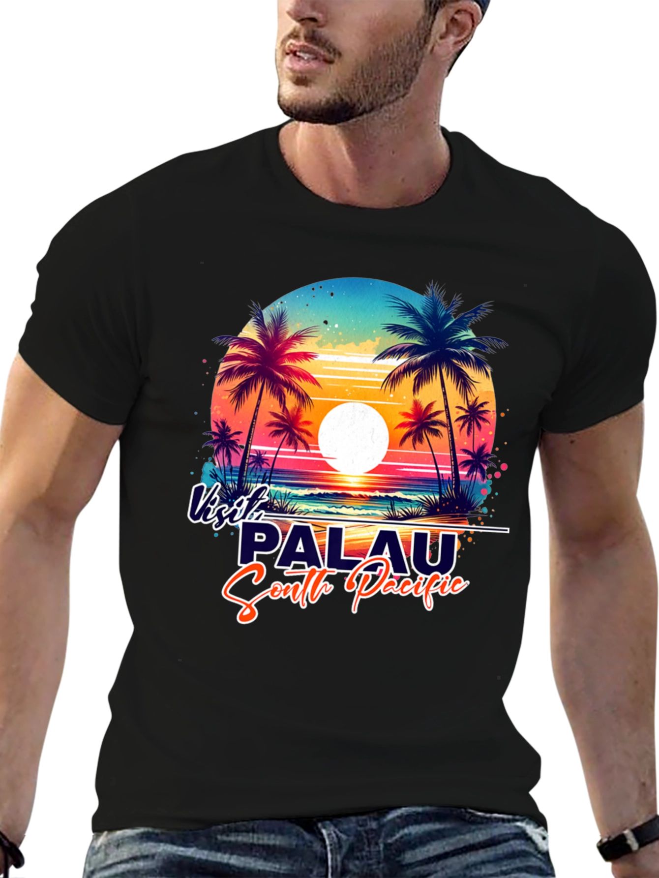 Visit Palau South Pacific Black Graphic Tee
