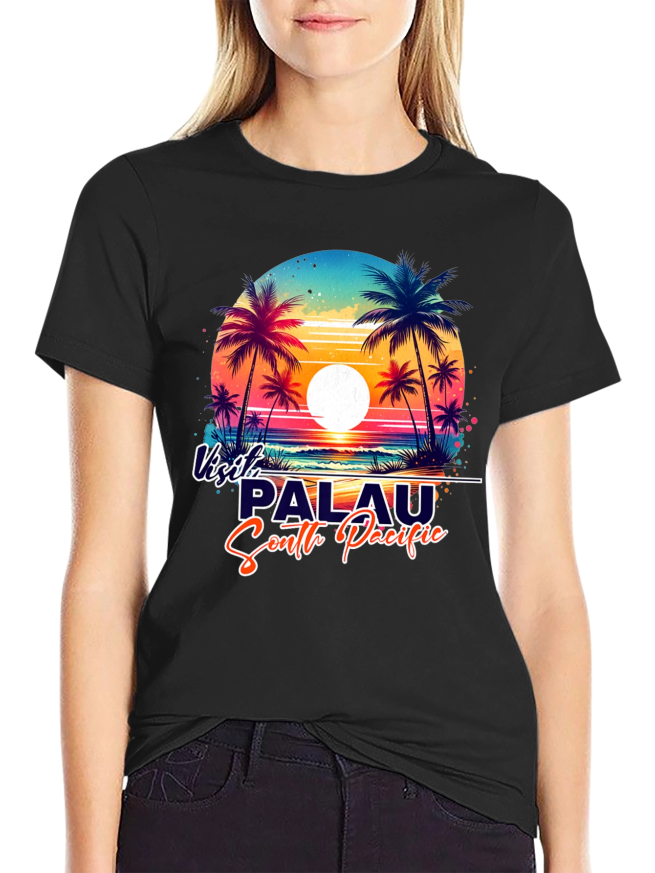 Visit Palau South Pacific Black Graphic Tee