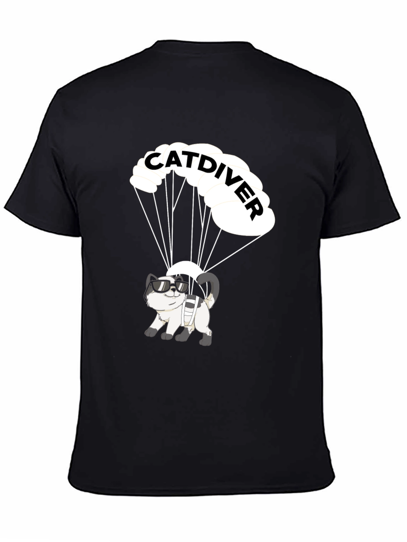 Catdiver T-Shirt: Skydiving Cat in Sunglasses