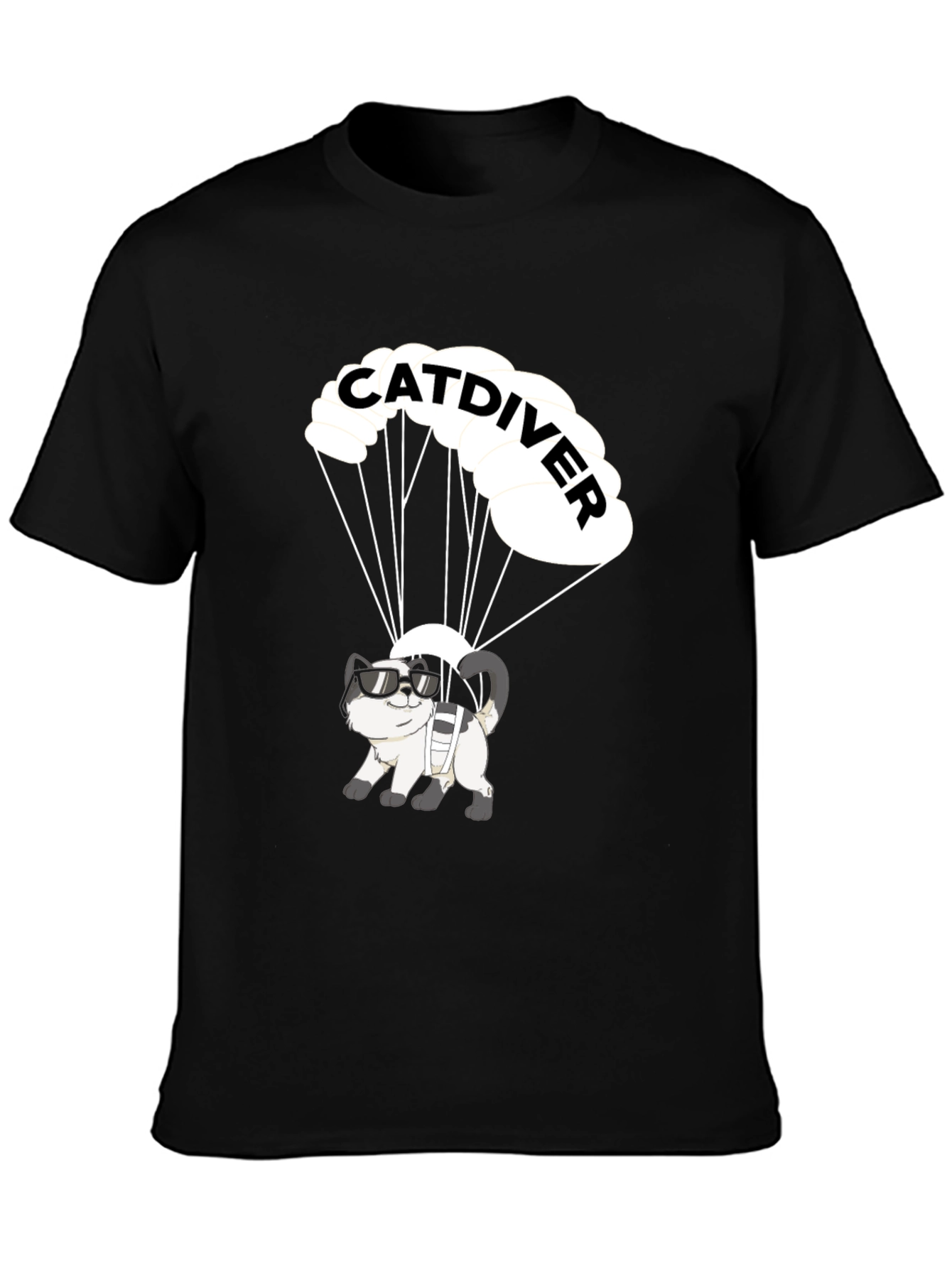 Catdiver T-Shirt: Skydiving Cat in Sunglasses