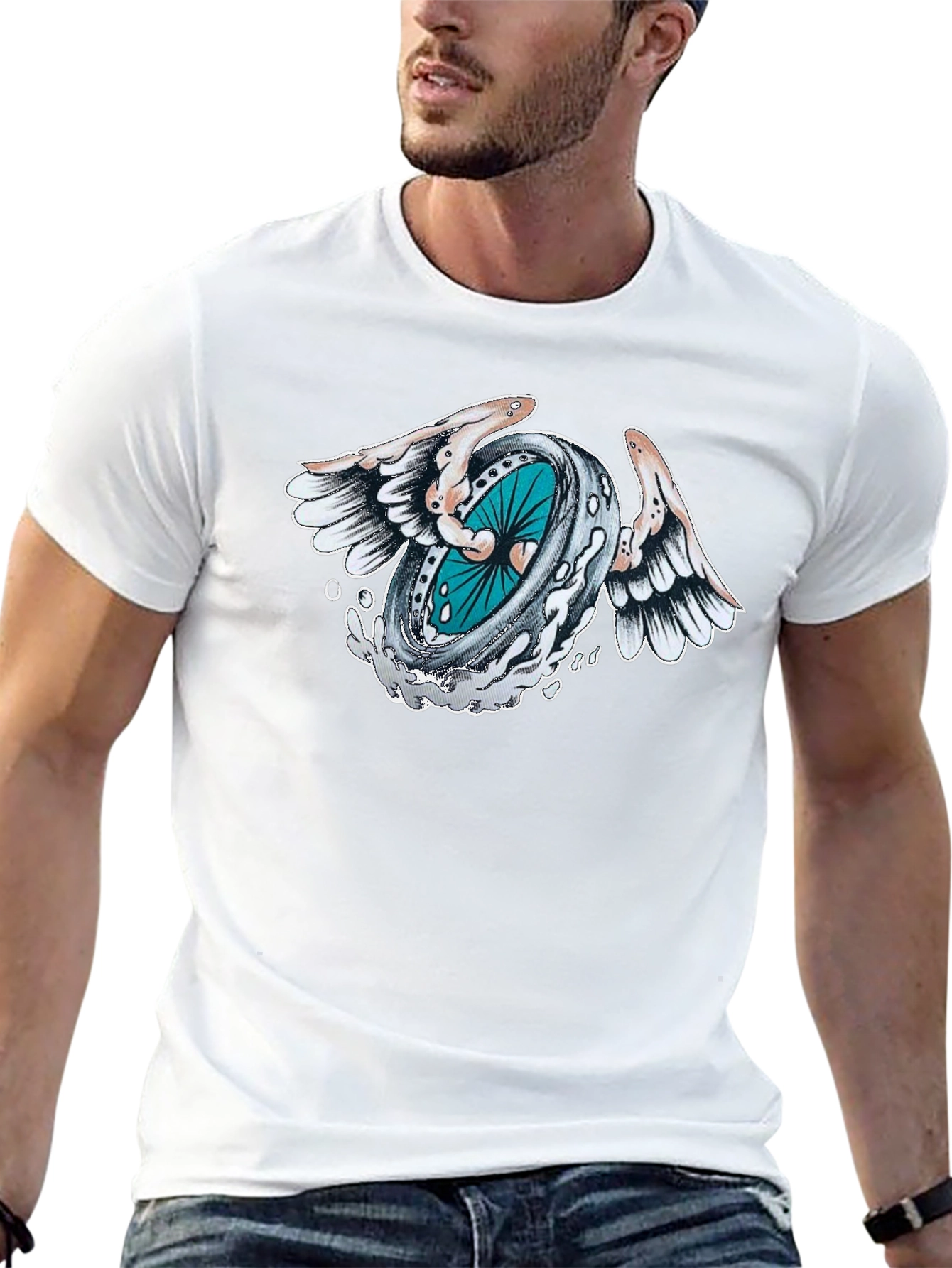 Winged Wheel Graphic Tee - Cool Design