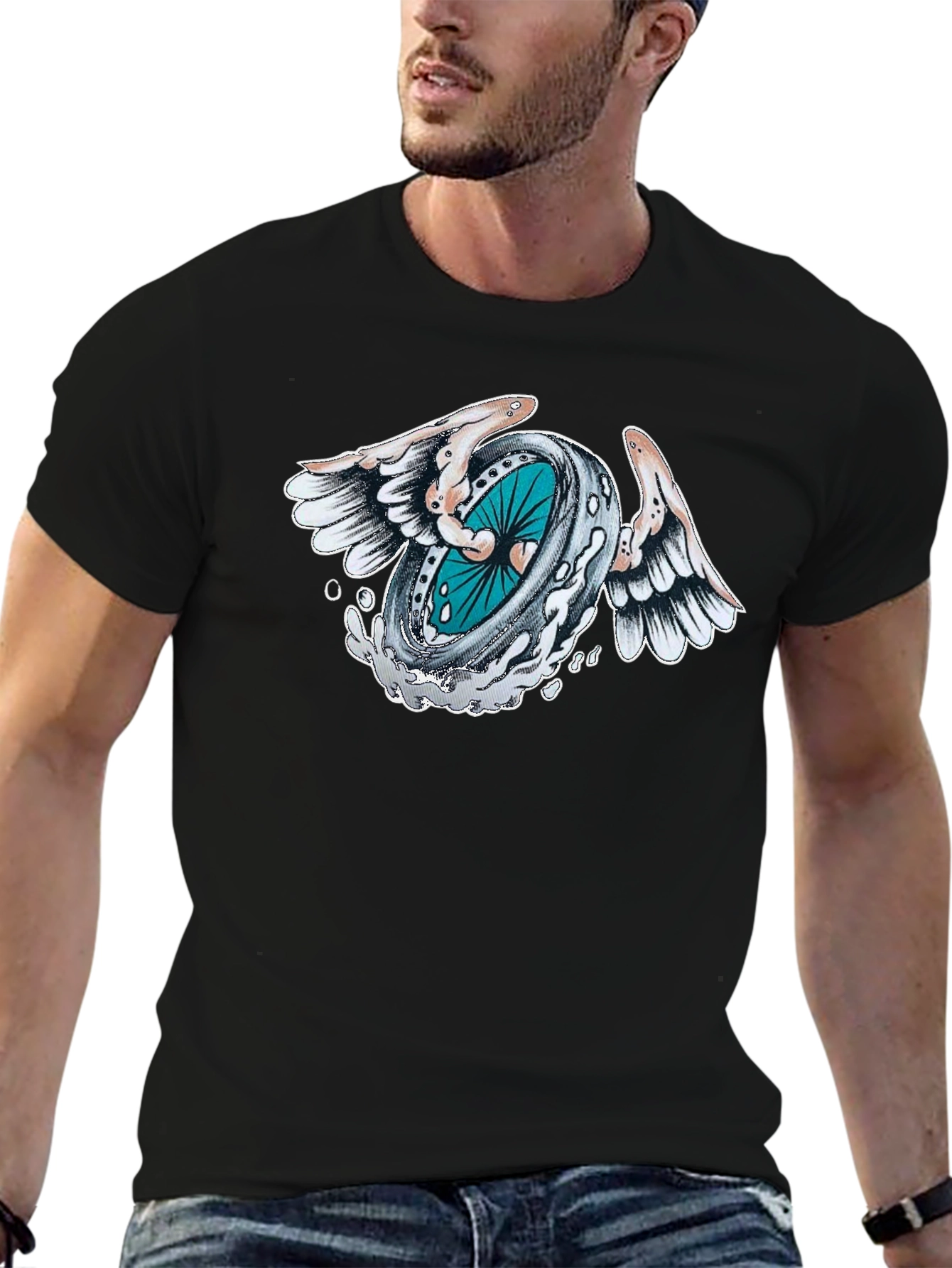 Winged Wheel Graphic Tee - Cool Design