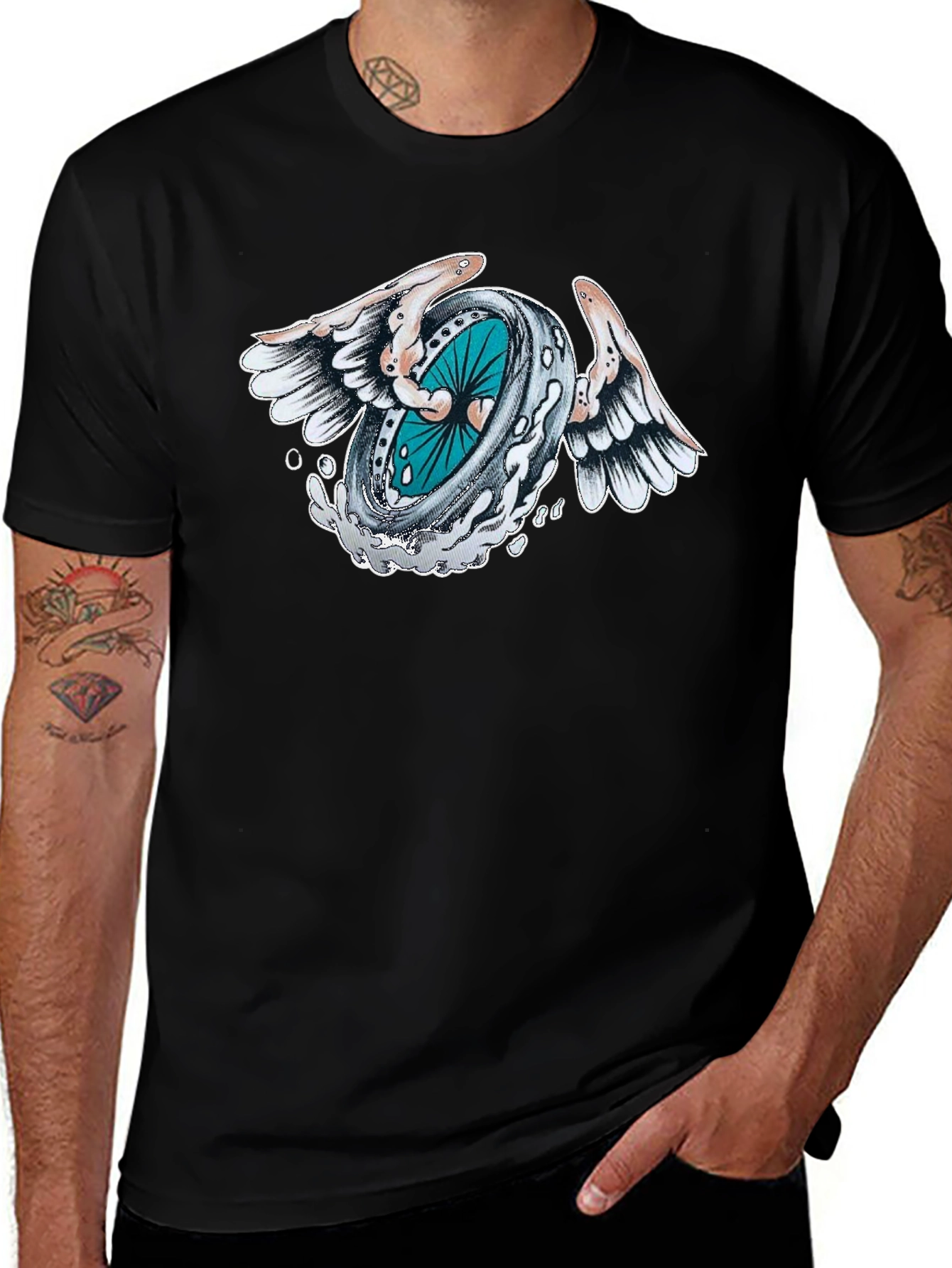 Winged Wheel Graphic Tee - Cool Design