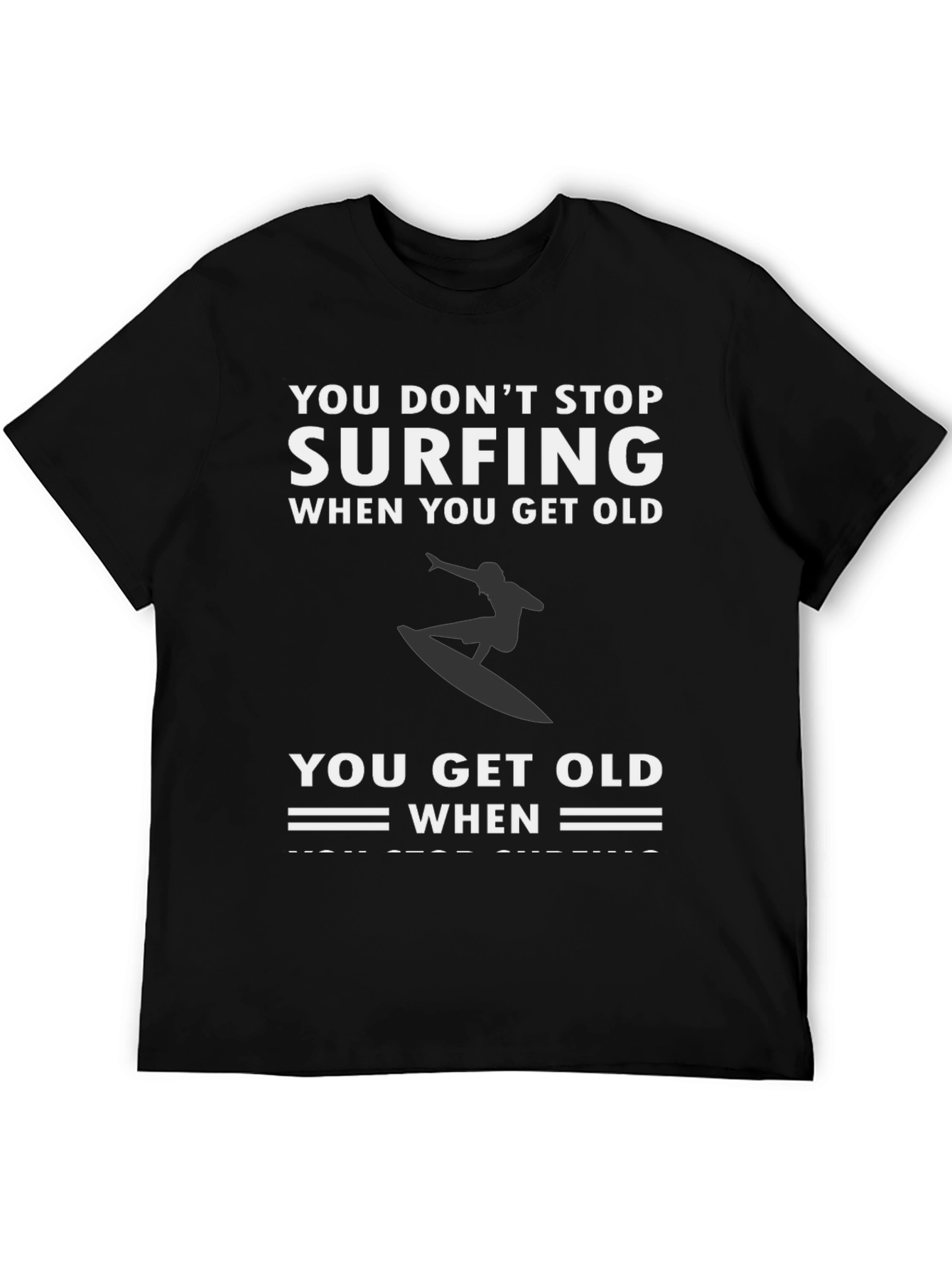 Surfing Never Stops Black Graphic Tee
