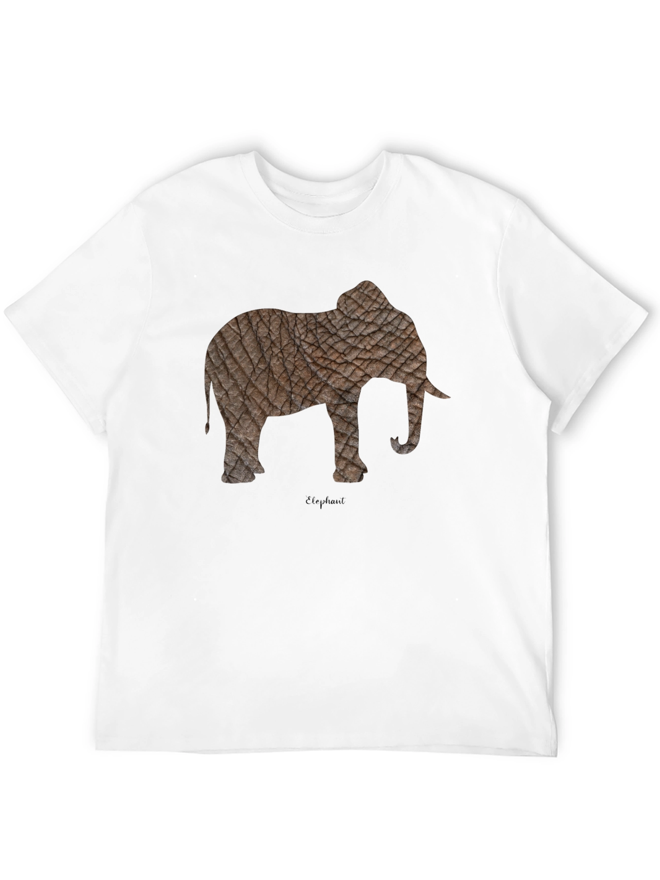 Textured Elephant Graphic Tee - Casual Black T-Shirt