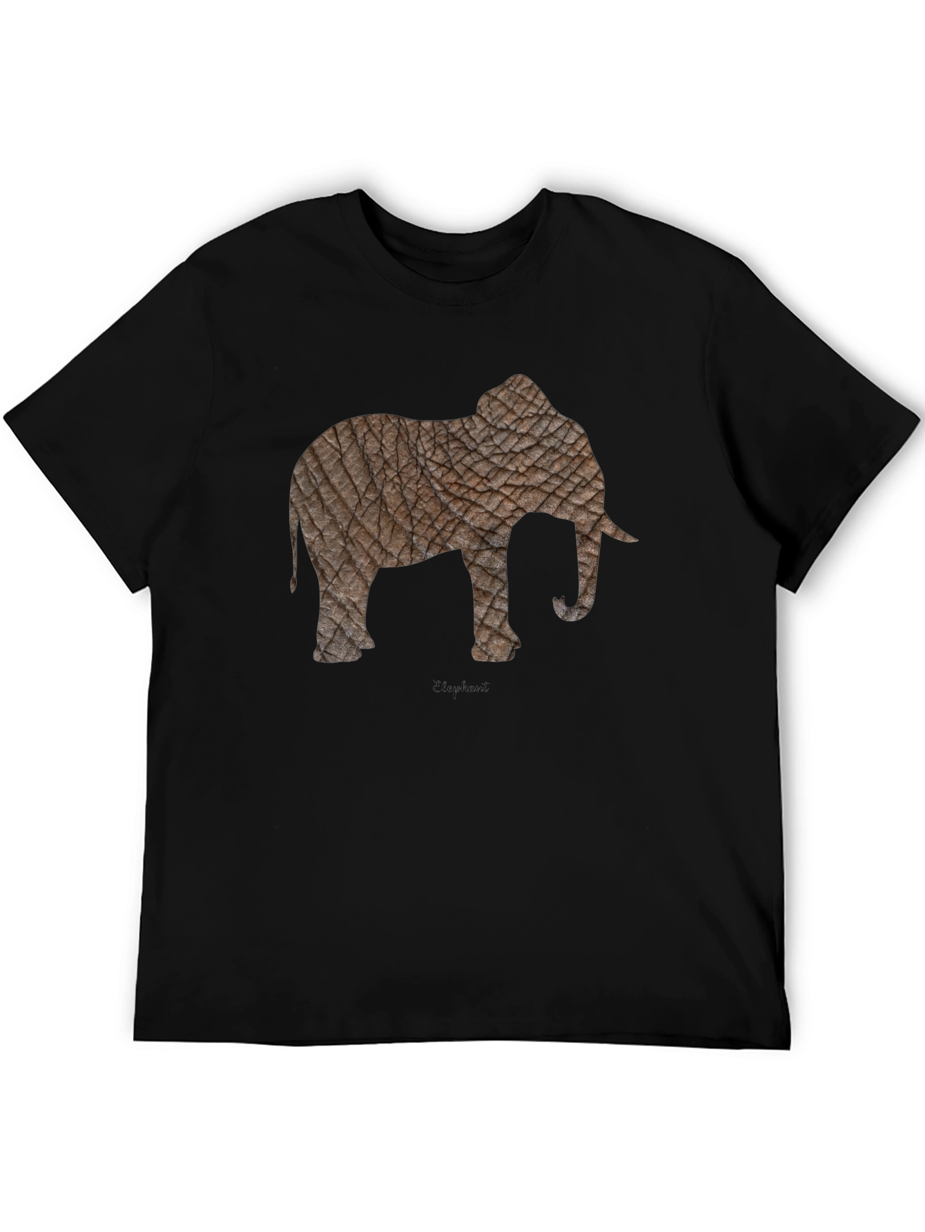 Textured Elephant Graphic Tee - Casual Black T-Shirt