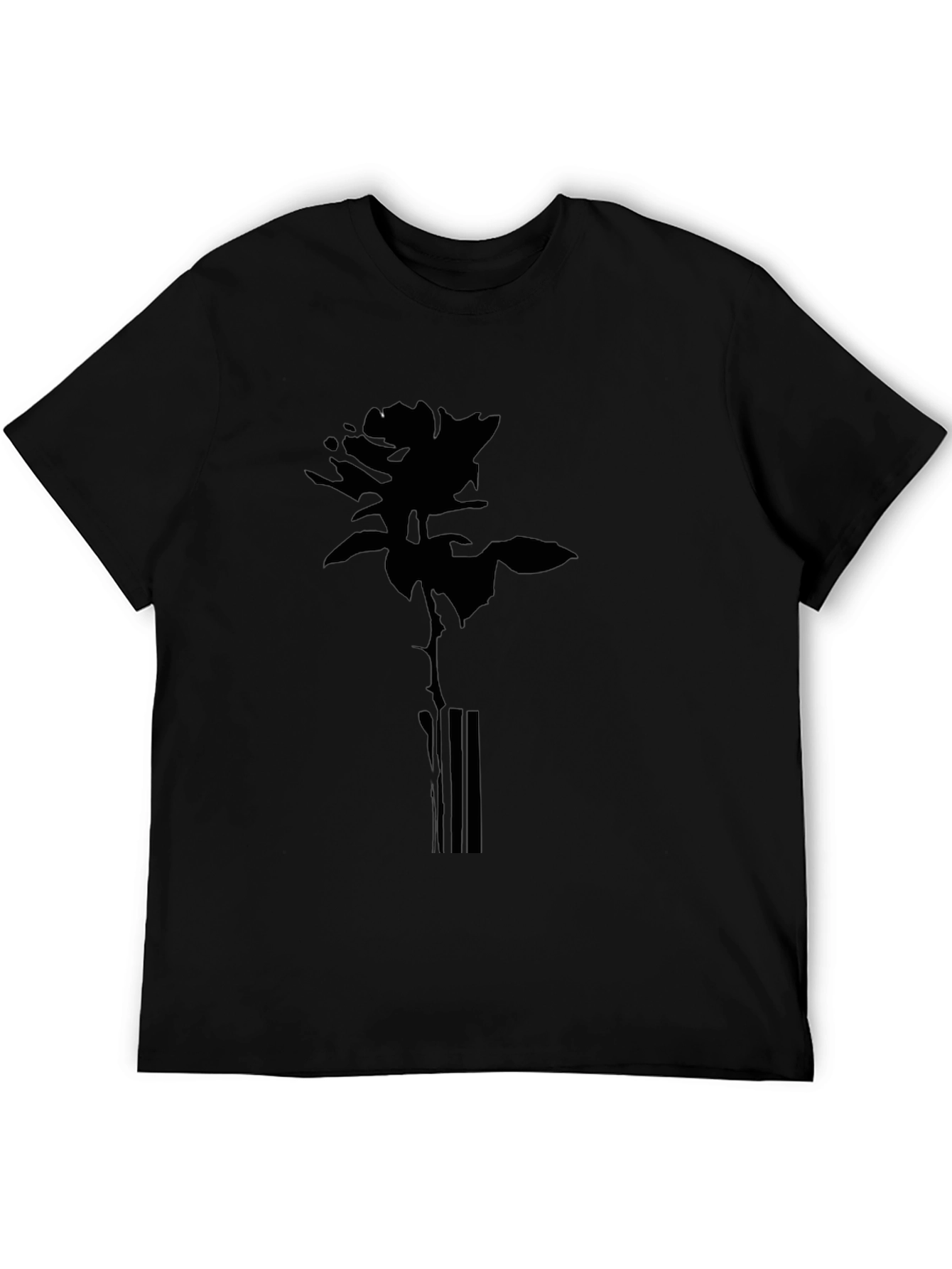 Rose Graphic Print Tee - Black