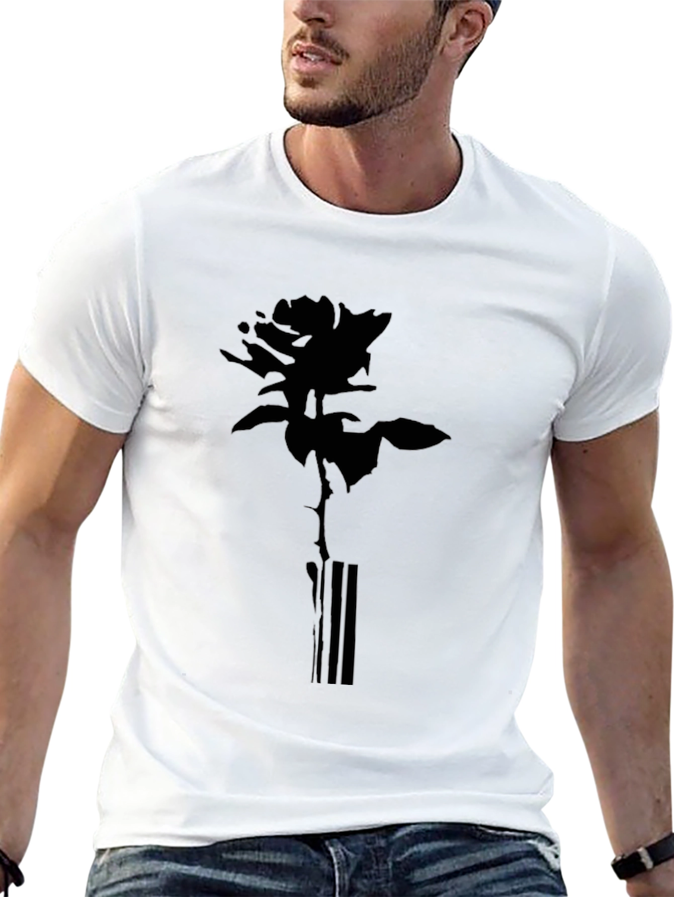 Rose Graphic Print Tee - Black
