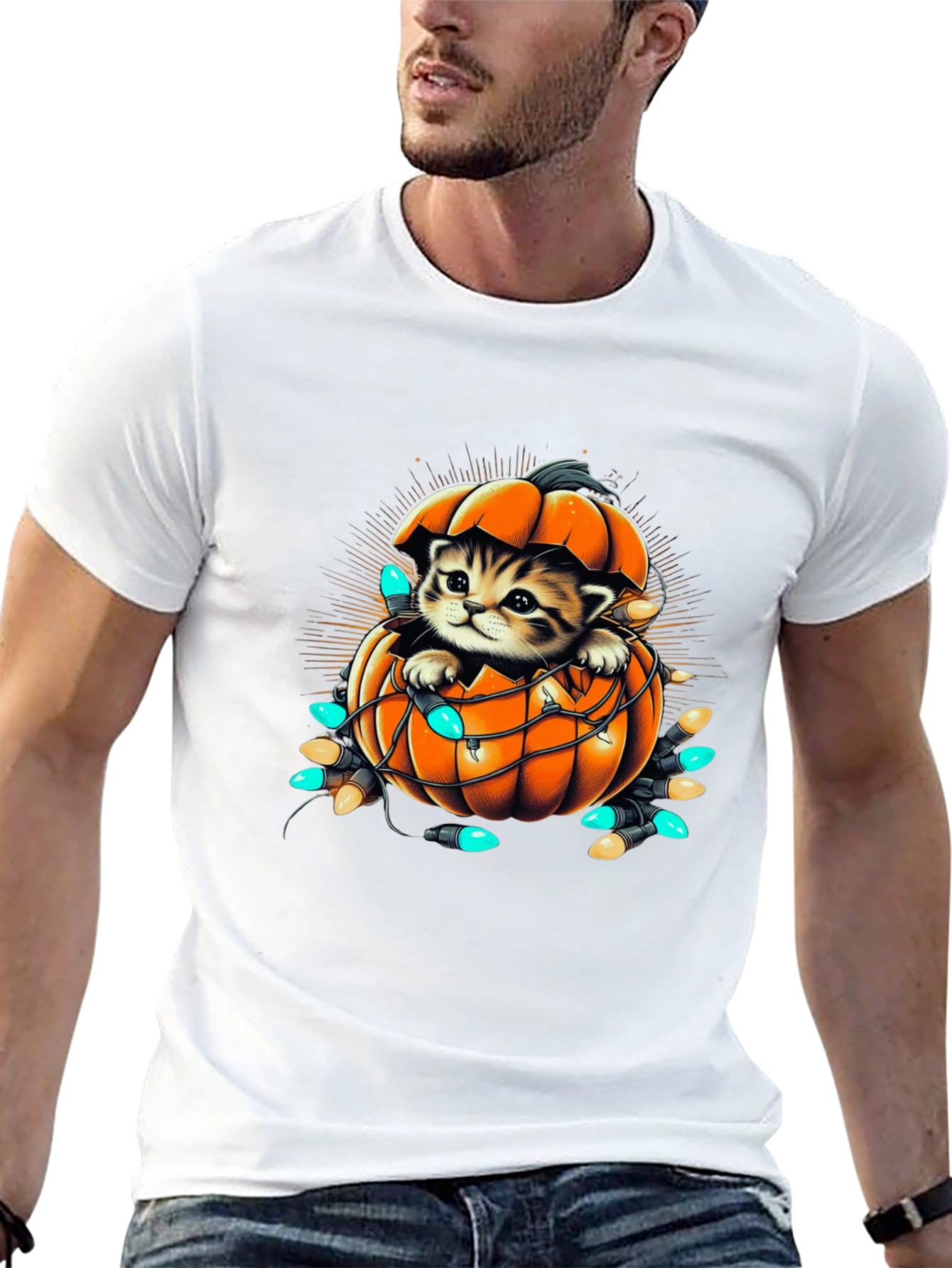 Cute Kitten Pumpkin Halloween T-Shirt