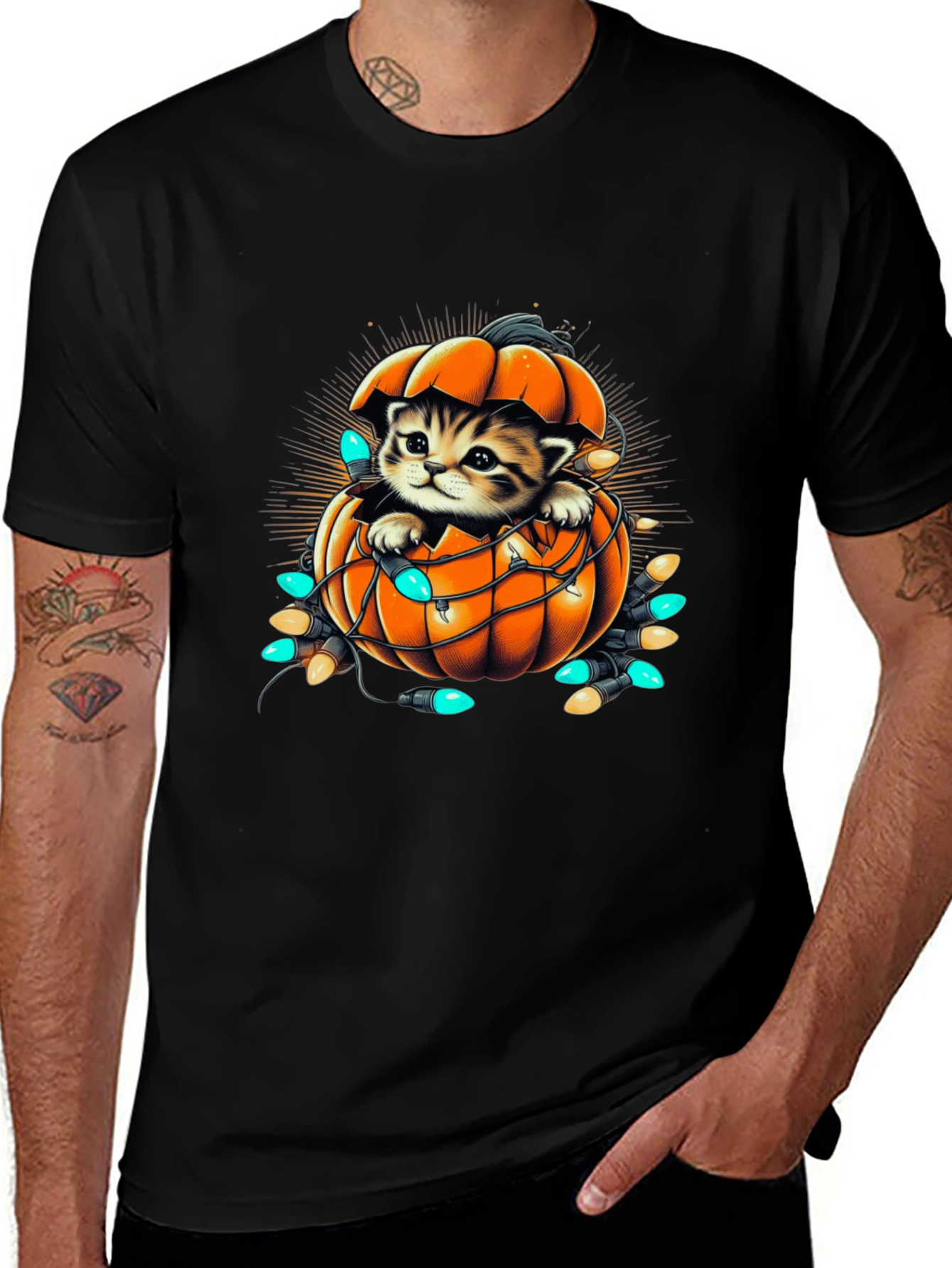 Cute Kitten Pumpkin Halloween T-Shirt