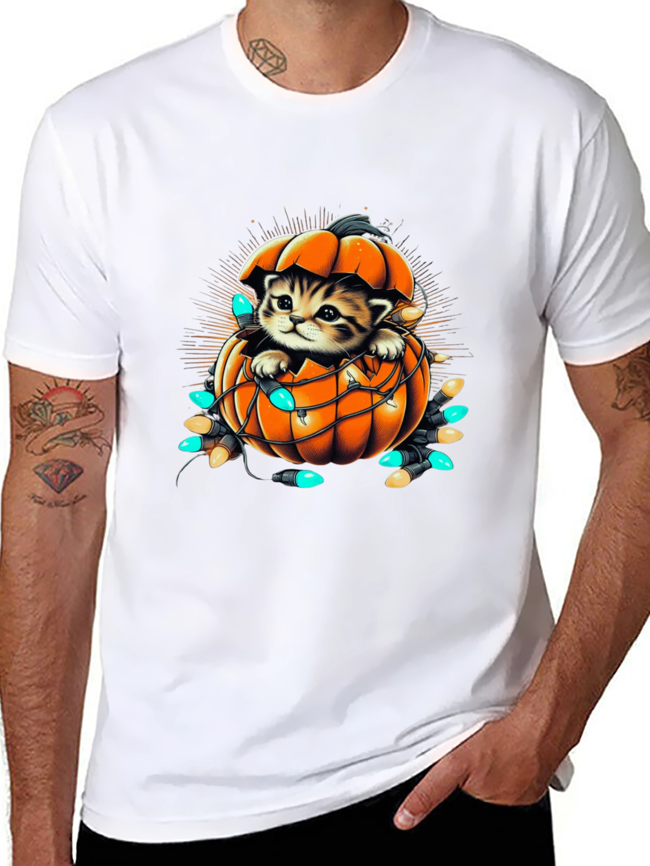 Cute Kitten Pumpkin Halloween T-Shirt